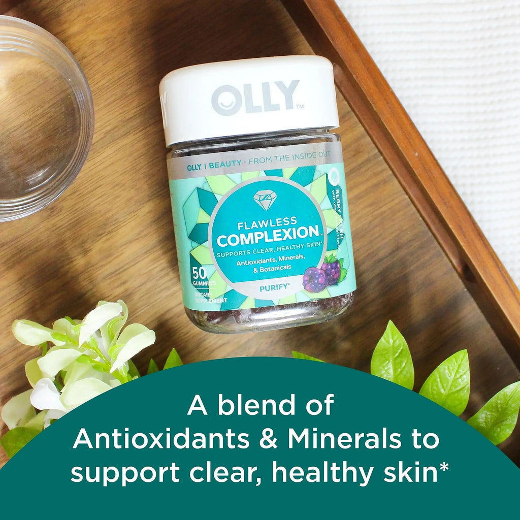 OLLY Undeniable Beauty Gummy & Flawless Complexion Gummy, Clear and Healthy Skin Support, Vitamins E, A, Zinc, Chewable Supplement, Berry - 50 Count (Pack of 1) OLLY Au supplements
