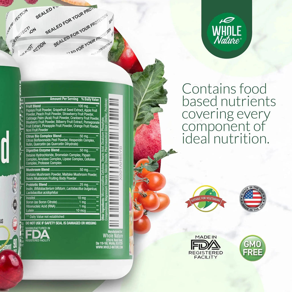 Whole Nature Whole Food Multivitamin for Men and Women Complete Daily Superfood Vitamins Plus Minerals Digestive Enzymes Whole Nature Au supplements
