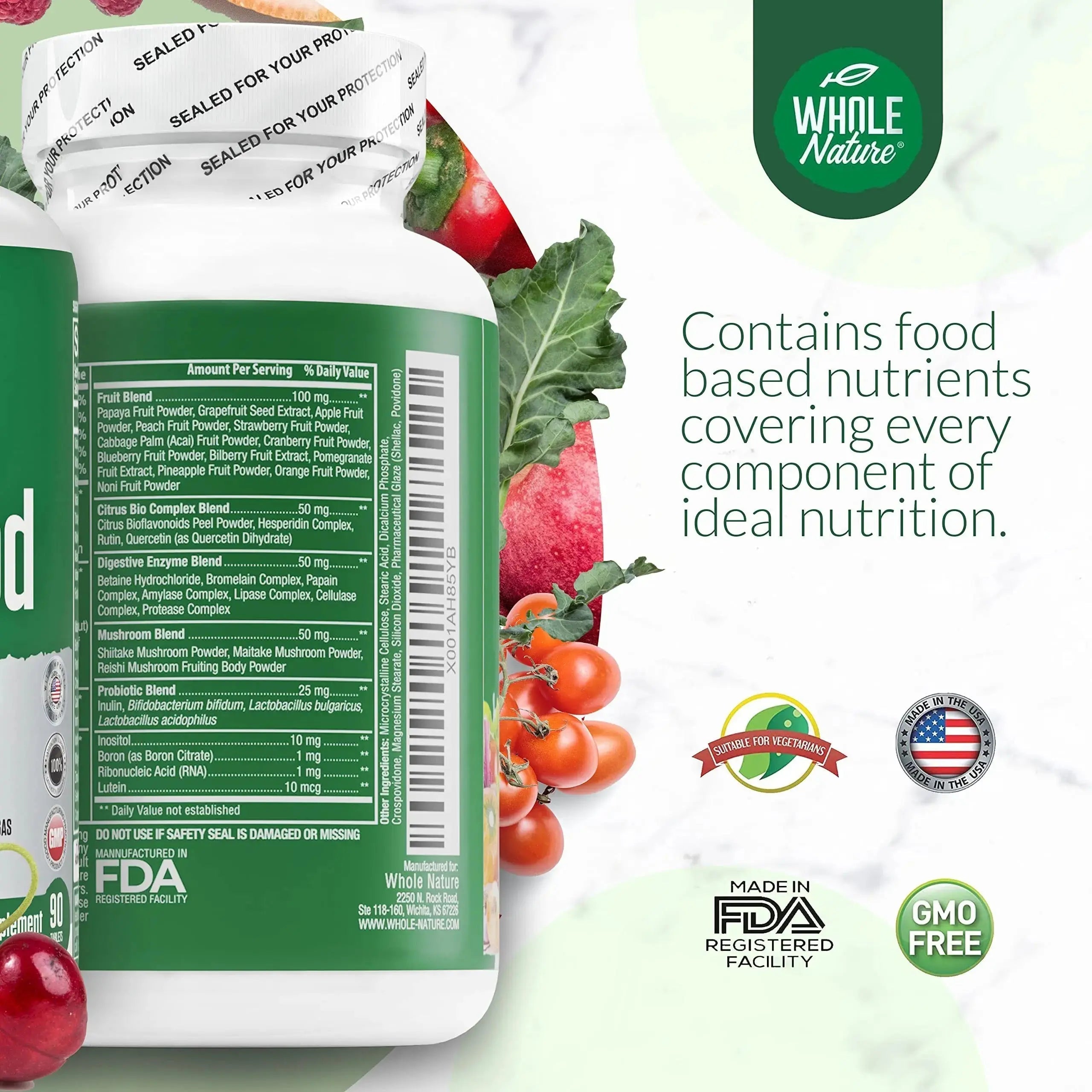 Whole Nature Whole Food Multivitamin for Men and Women Complete Daily Superfood Vitamins Plus Minerals Digestive Enzymes Whole Nature Au supplements
