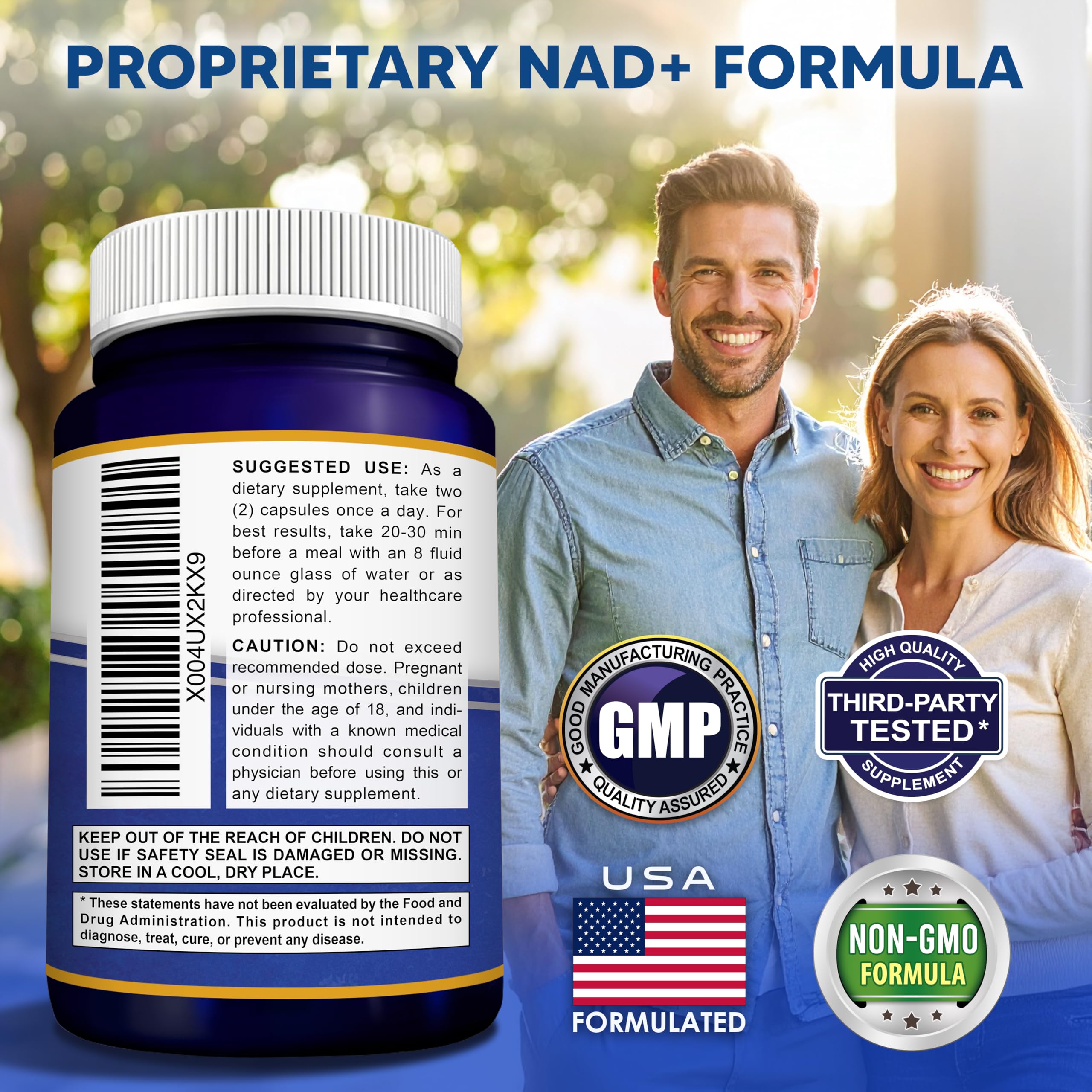 aSquared Nutrition NAD Resveratrol Supplement - NAD+ Nicotinamide Riboside 500mg (Vitamin B3) Plus Trans-Resveratrol & Quercetin - NMN Alternative for Men & Women - 60 Capsules aSquared Nutrition Au supplements