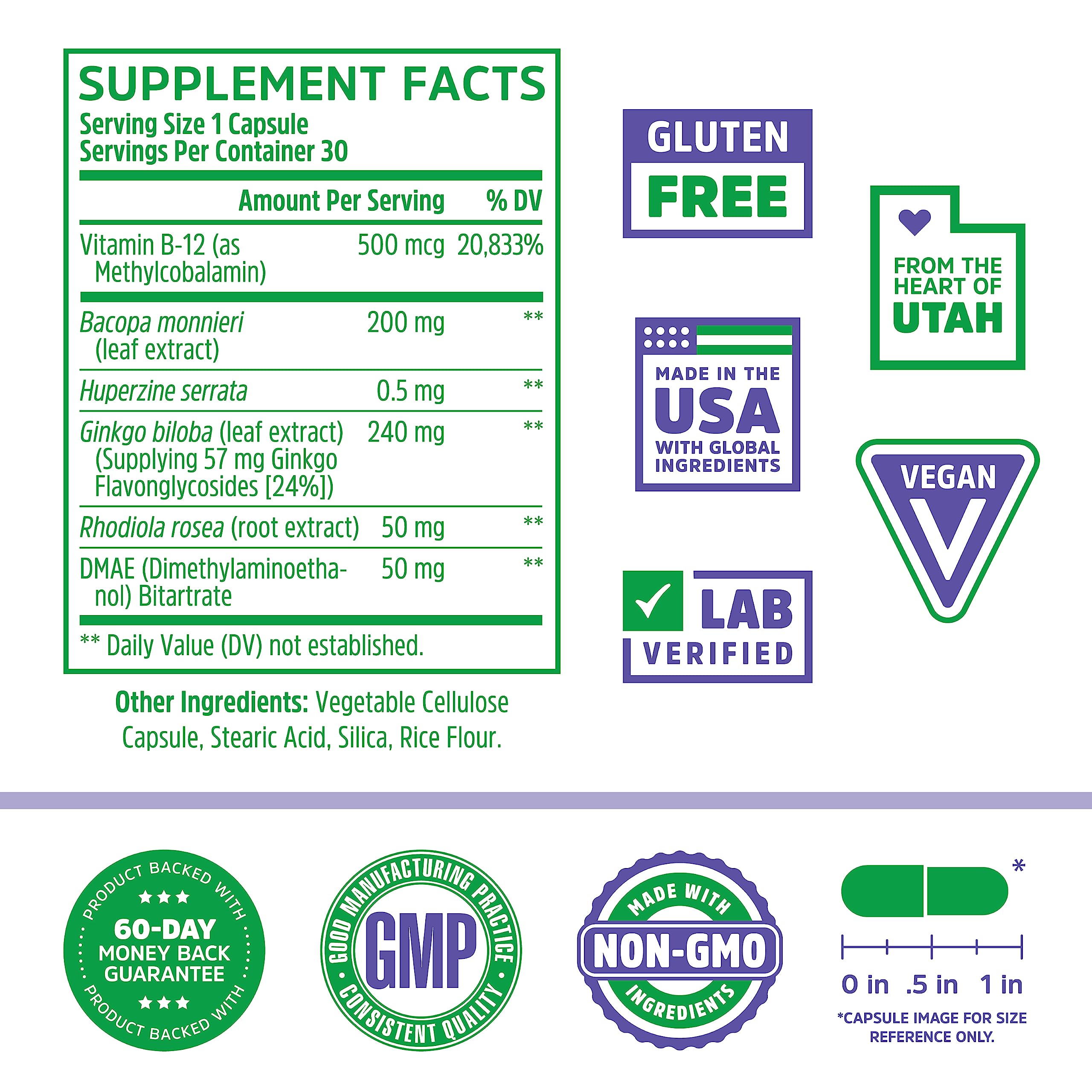 Zhou Neuro-Peak - Brain Supplements for Memory and Focus, Nootropic for Men & Women, Brain Support Pill for Adults, Brain Vitamins - 30 Veggie Capsules (Pack of 1) ZHOU Au supplements
