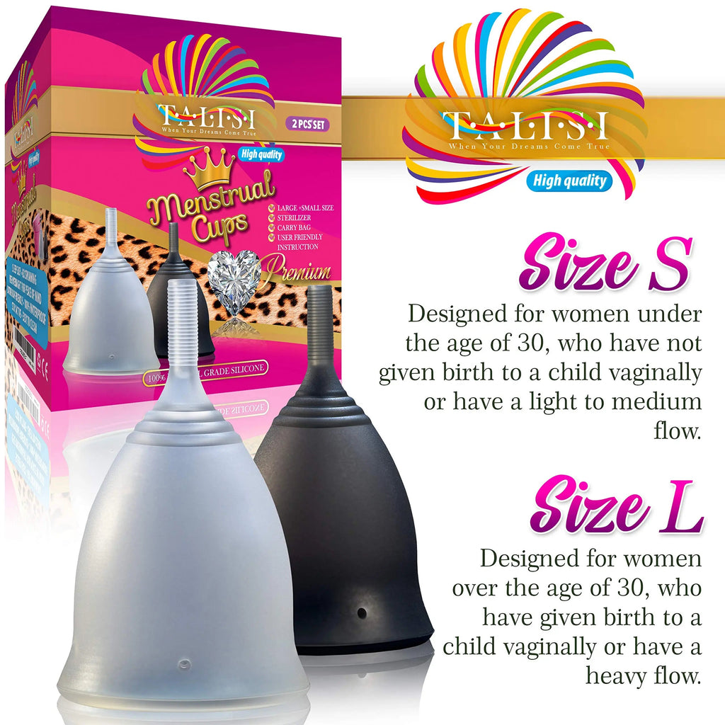 Talisi Soft Menstrual Cups Set of 2 - Reusable Period Cup for Women with Collapsible Case Holder Sterilizer TALISI WHEN YOUR DREAMS COME TRUE Au supplements