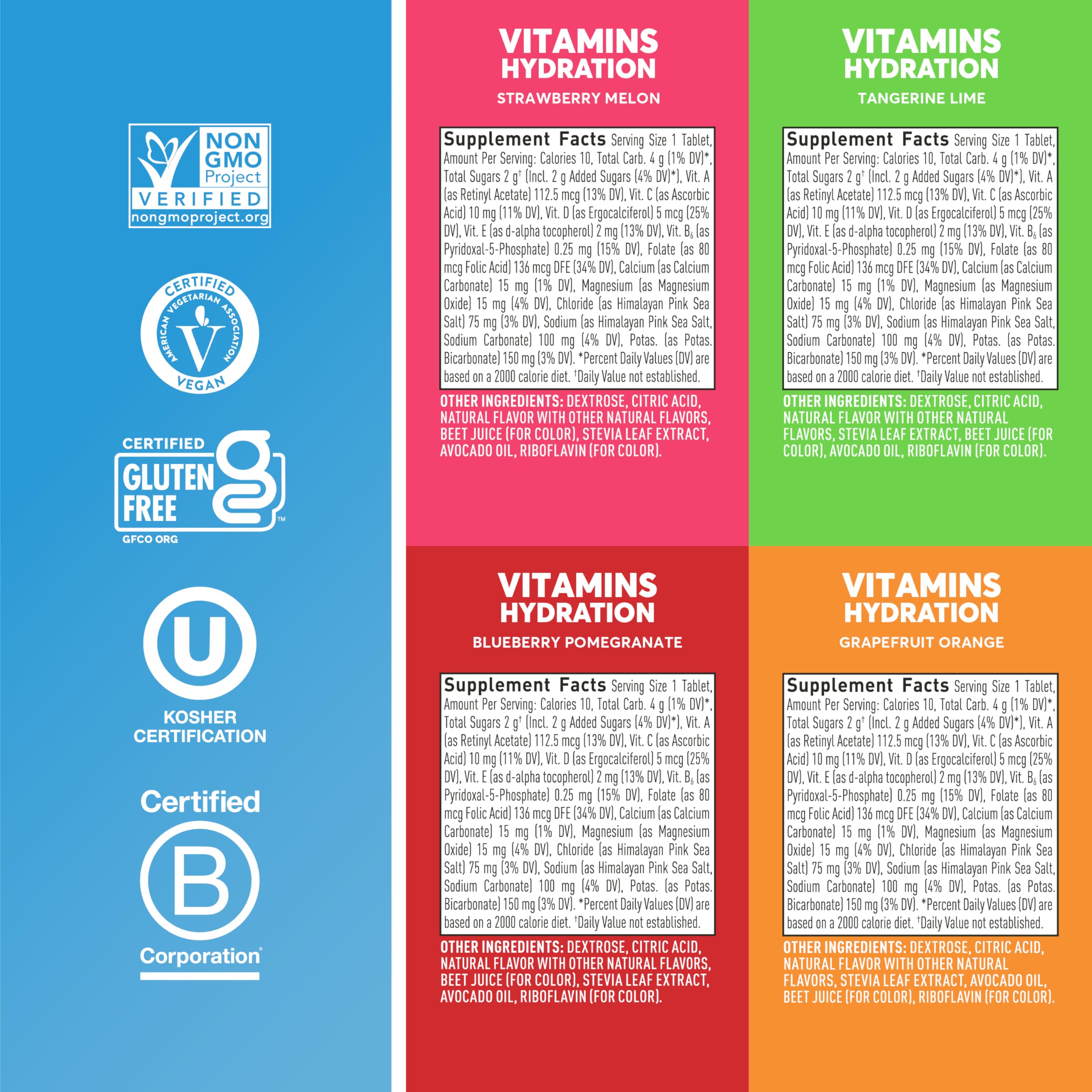 Nuun Vitamins Electrolyte Tablets with Vitamin D, C, E, A, & B6, Folic Acid, Magnesium & 4 Other Essential Electrolytes, Gluten Free & Vegan