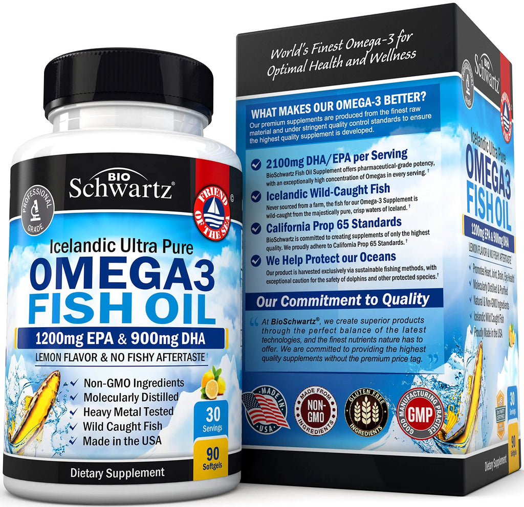 Omega 3 Fish Oil Supplement - 1200mg EPA and 900mg DHA Fatty Acid Per Serving BioSchwartz Au supplements