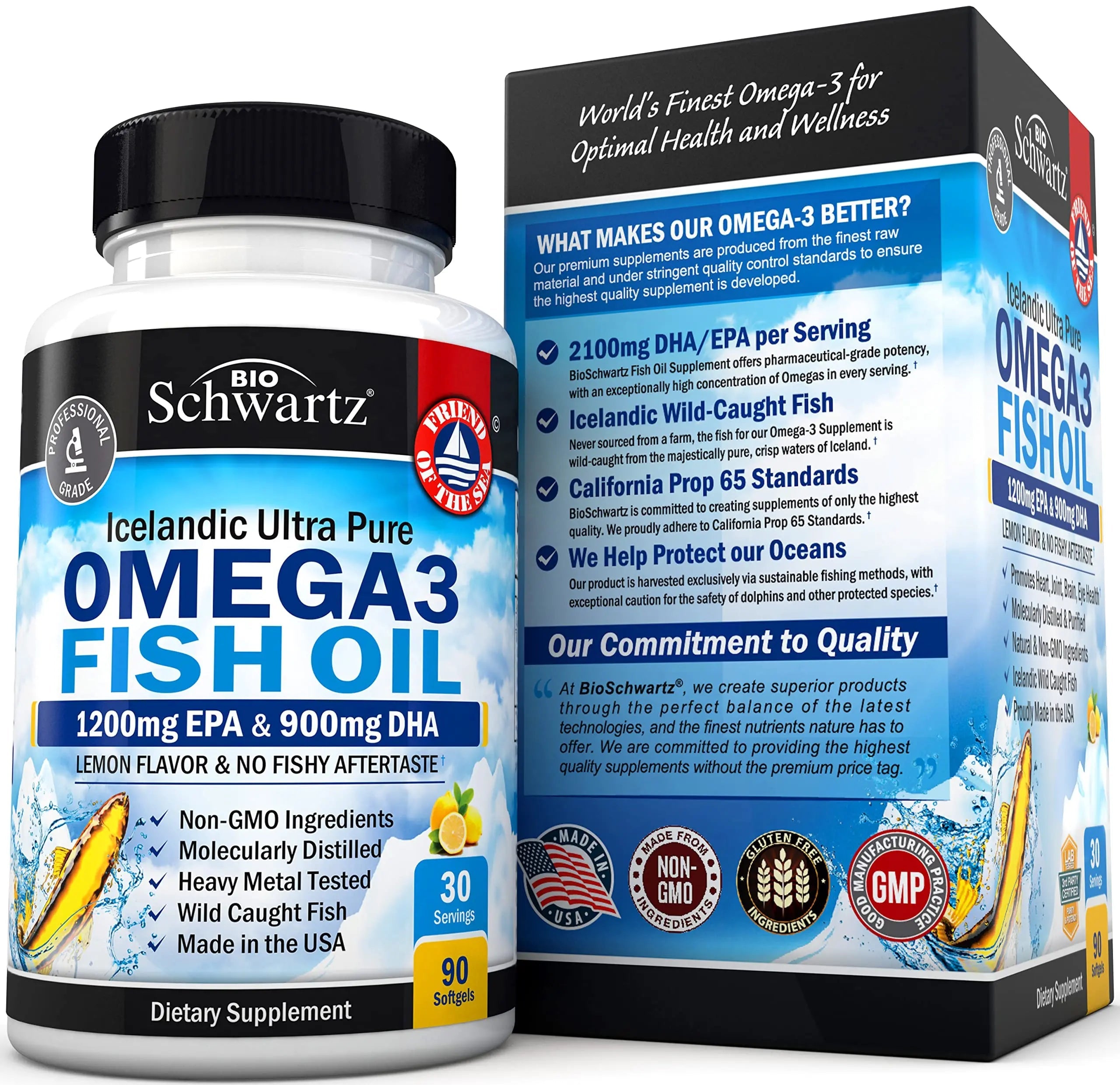 Omega 3 Fish Oil Supplement - 1200mg EPA and 900mg DHA Fatty Acid Per Serving BioSchwartz Au supplements