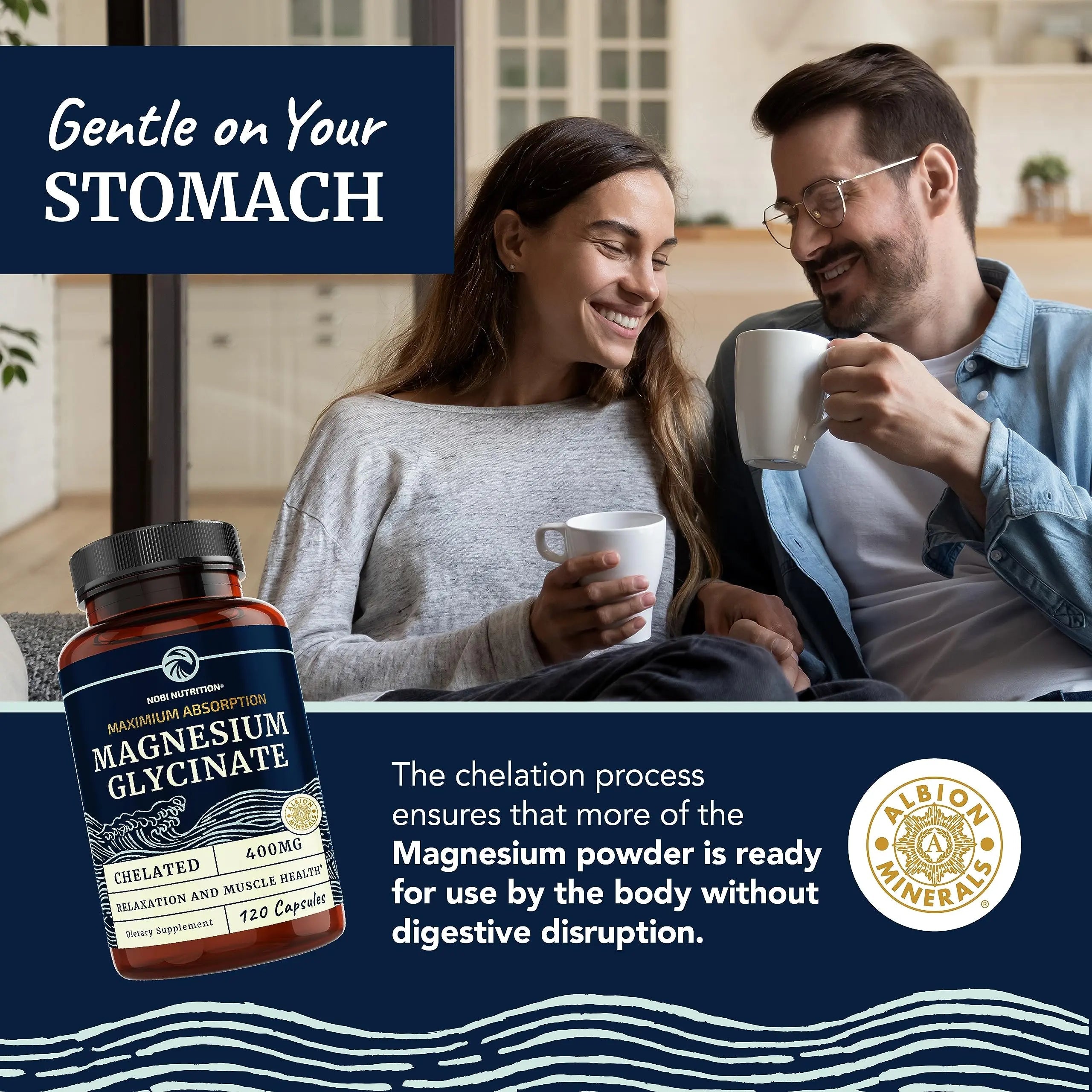 Magnesium Glycinate 400mg | Chelated Bisglycinate for Muscle Relaxation, Bones Nobi Nutrition Au supplements