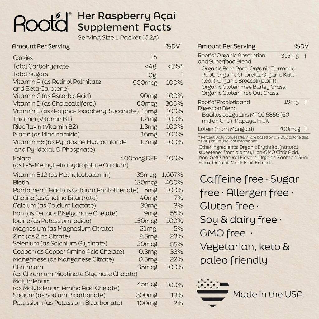 Root'd Multivitamin Powder for Women - 25 Vitamins & Minerals with 3X Electrolytes, 9 Organic Superfoods, Probiotics & Enzymes Root'd Au supplements