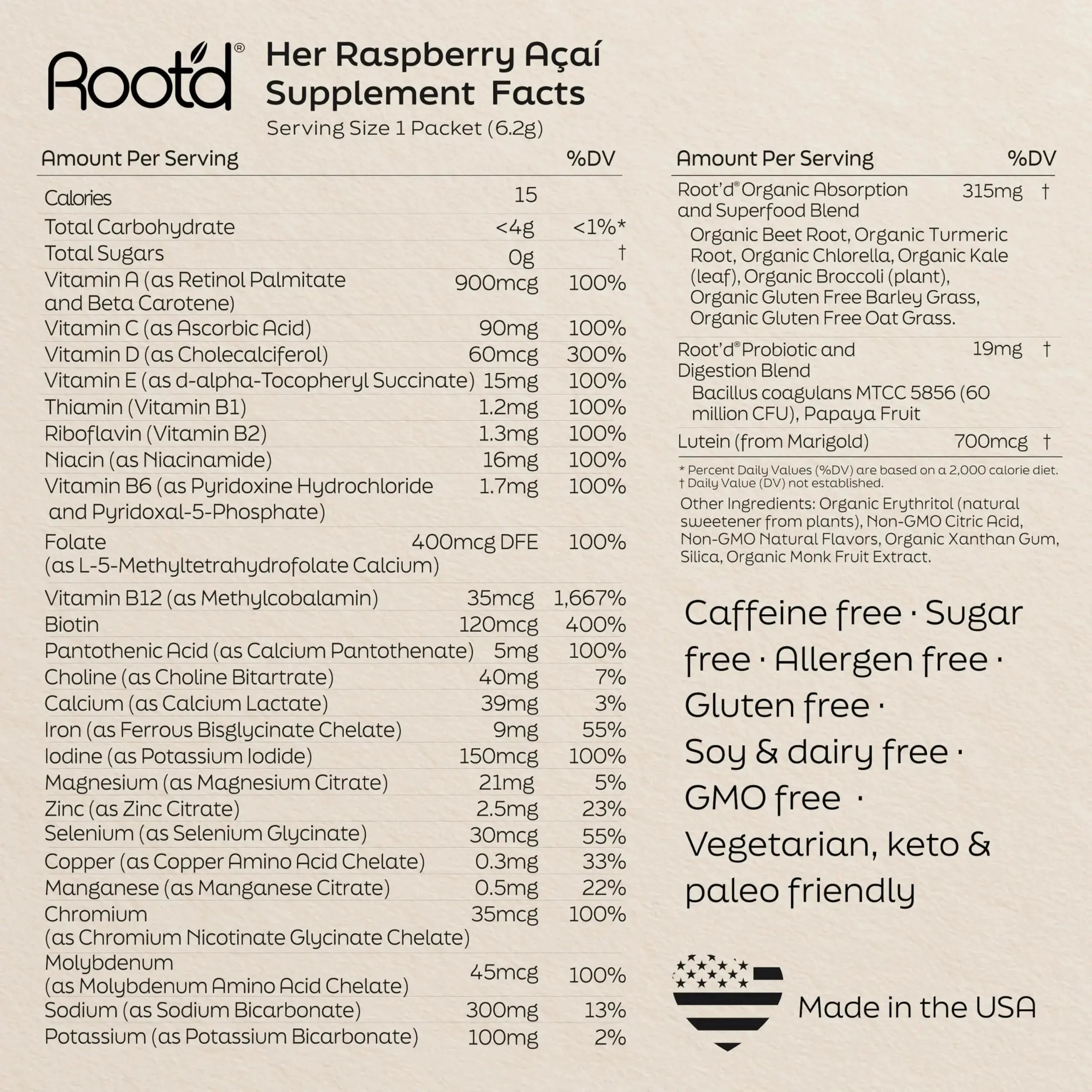 Root'd Multivitamin Powder for Women - 25 Vitamins & Minerals with 3X Electrolytes, 9 Organic Superfoods, Probiotics & Enzymes Root'd Au supplements