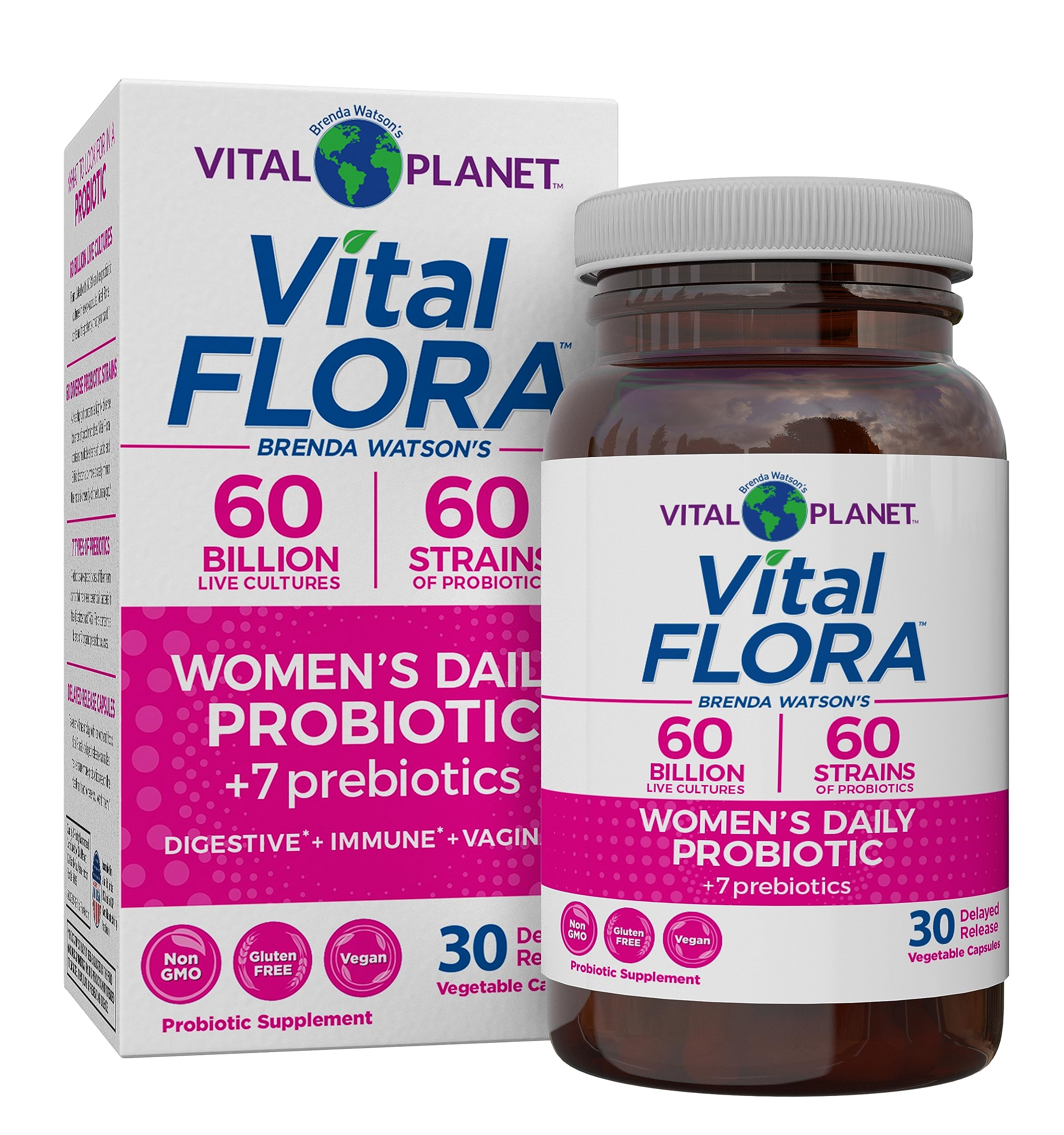Vital Planet - Vital Flora Women’s Daily Probiotic 60 Billion CFU, 60 Diverse Strains, 7 Organic Prebiotics, Vaginal and Immune Support, Bloating, Digestive Health Probiotics for Women 30 Capsules Vital Planet Au supplements