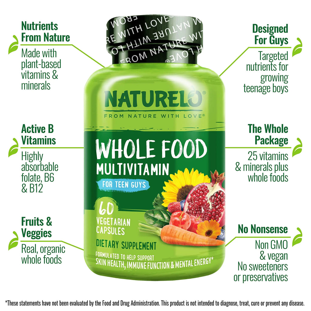 NATURELO Teen Multivitamin - Whole Food Multivitamin for Teenage Boys - Minerals Supplement for Active Kids NATURELO Au supplements