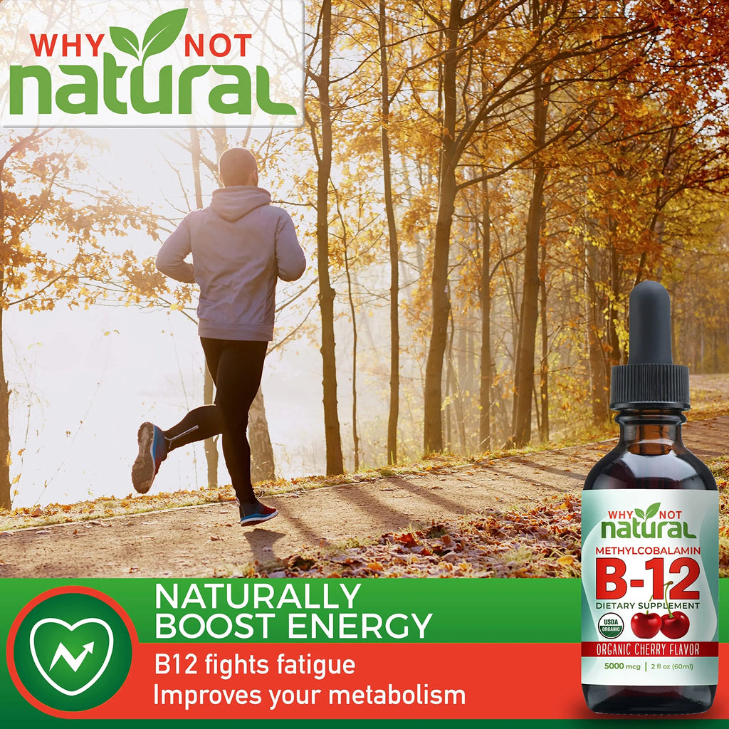 Why Not Natural Organic Vitamin B12 Liquid - Sublingual Extra Strength 60 x 5000 mcg Why Not Natural Au supplements
