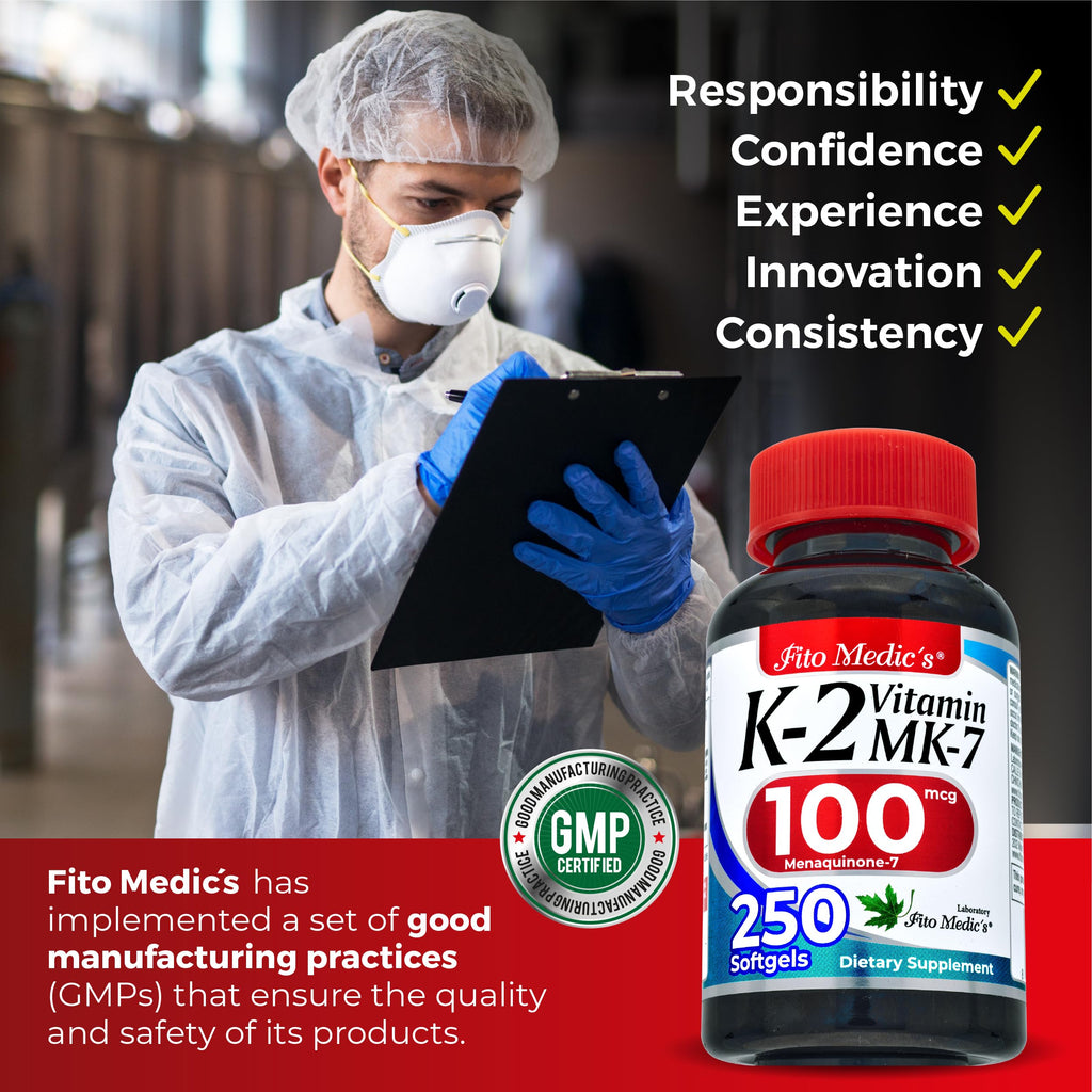 FITO MEDIC'S Lab | Vitamin k2 | k2 Vitamin Supplement | Vitamin k | 250 softgels | 100 mcg |