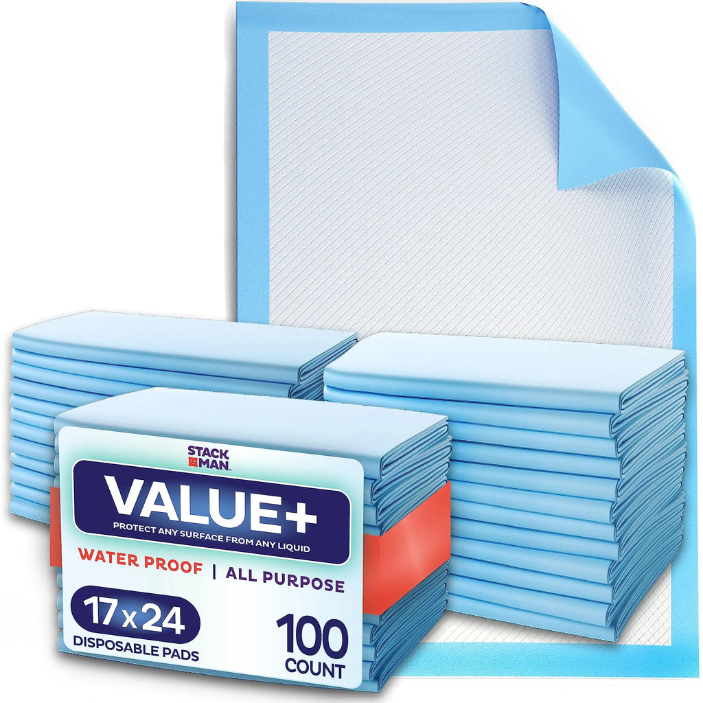 Chucks Pads Disposable [100-Pack] Underpads 17"x 24" Incontinence Chux Stack Man Au supplements