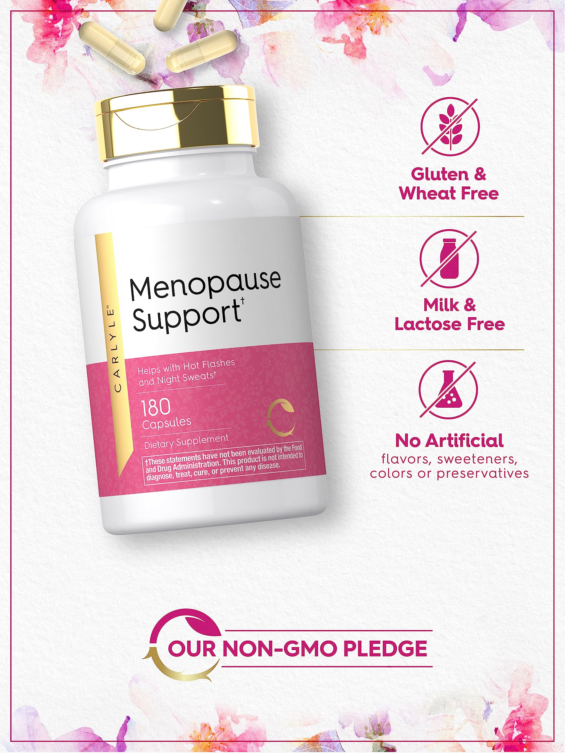 Carlyle Menopause Supplement for Women | 180 Capsules | Helps with Hot Flashes and Night Sweats | Non-GMO, Gluten Free Menopause Support Carlyle Au supplements