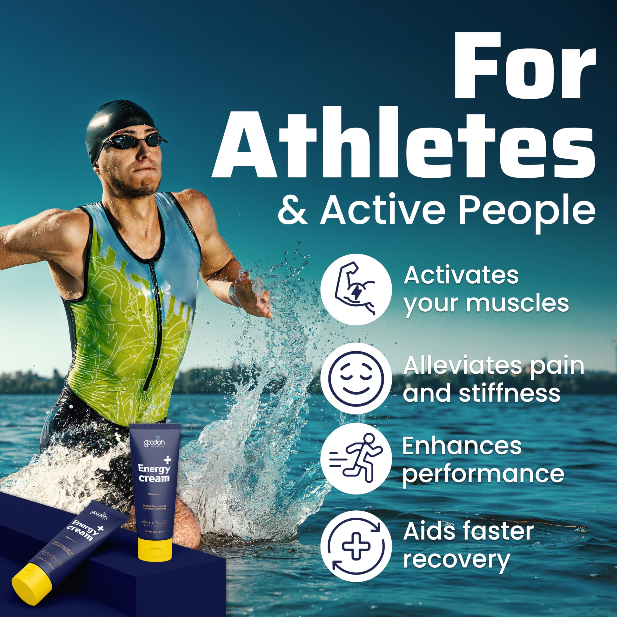 GOODOH Muscle & Joint Relief Cream with MSM (Dimethyl Sulfone), Glucosamine & Chondroitin – Fast Absorbing Cream for Muscle Pain, Joint Stiffness & Recovery – 3.38 oz GOODOH Au supplements