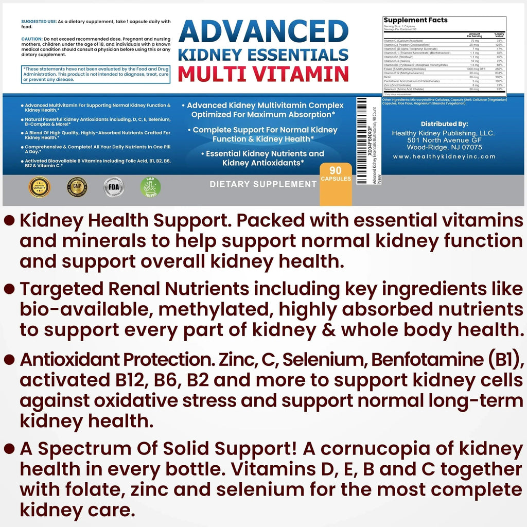 Advanced Kidney Essentials Multivitamin. Kidney Support Supplement for Complete Kidney Health. Kidney Health Supplement Kidney Restore Au supplements