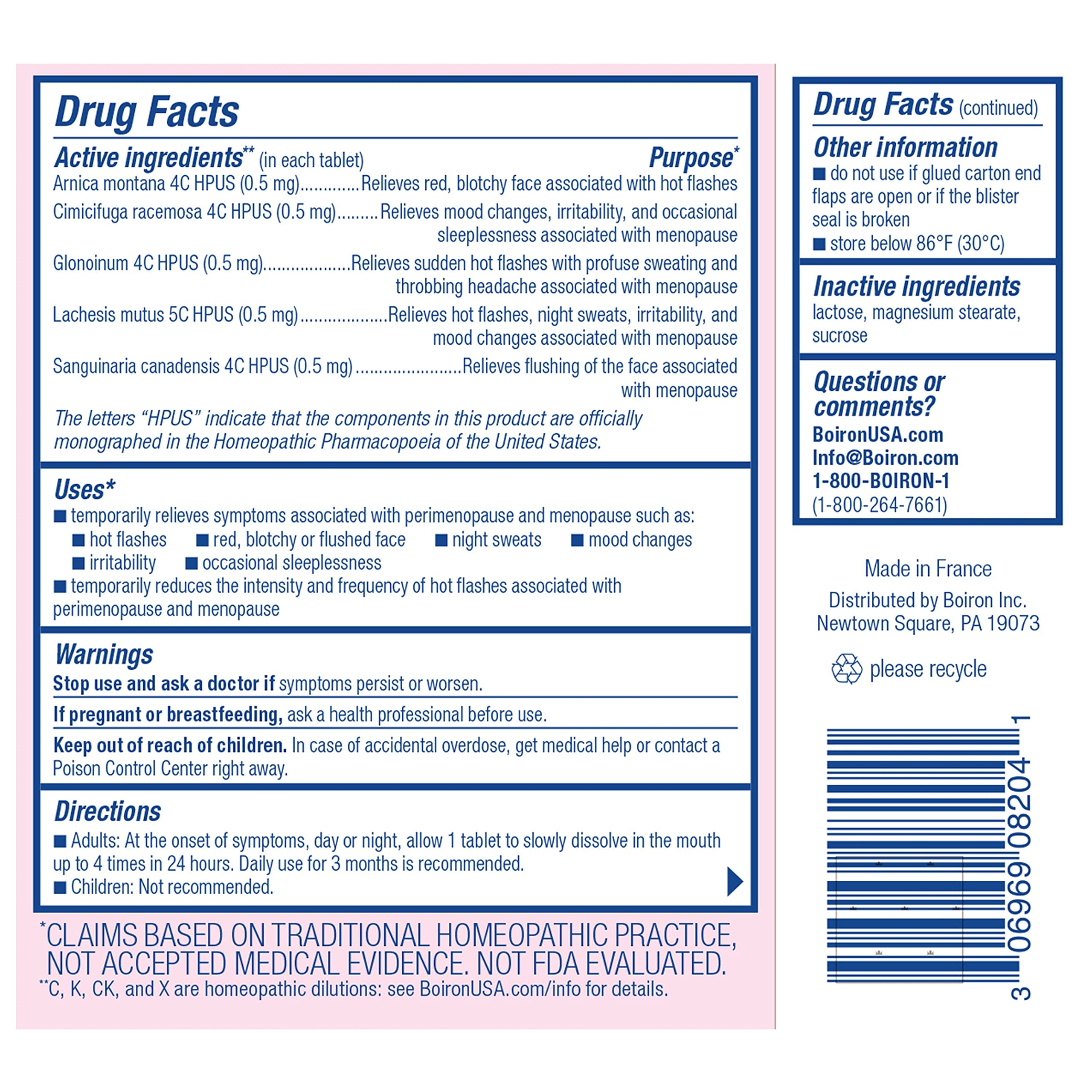 Boiron Cyclease Menopause Tablets for Relief of Hot Flashes, Night Sweats, Irritability, and Mood Swings - 60 Count Boiron Au supplements