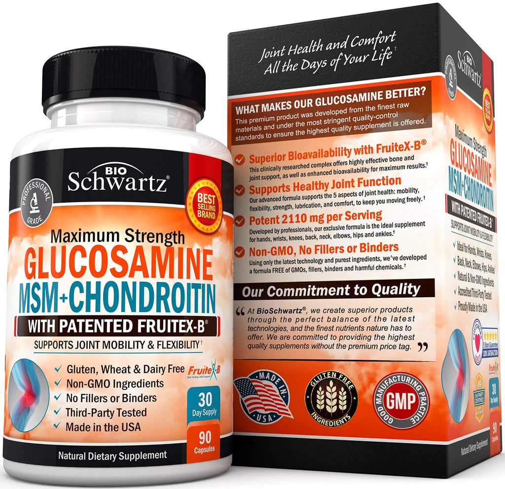 Glucosamine Chondroitin MSM 2110mg - Joint Support Supplement with Turmeric BioSchwartz Au supplements