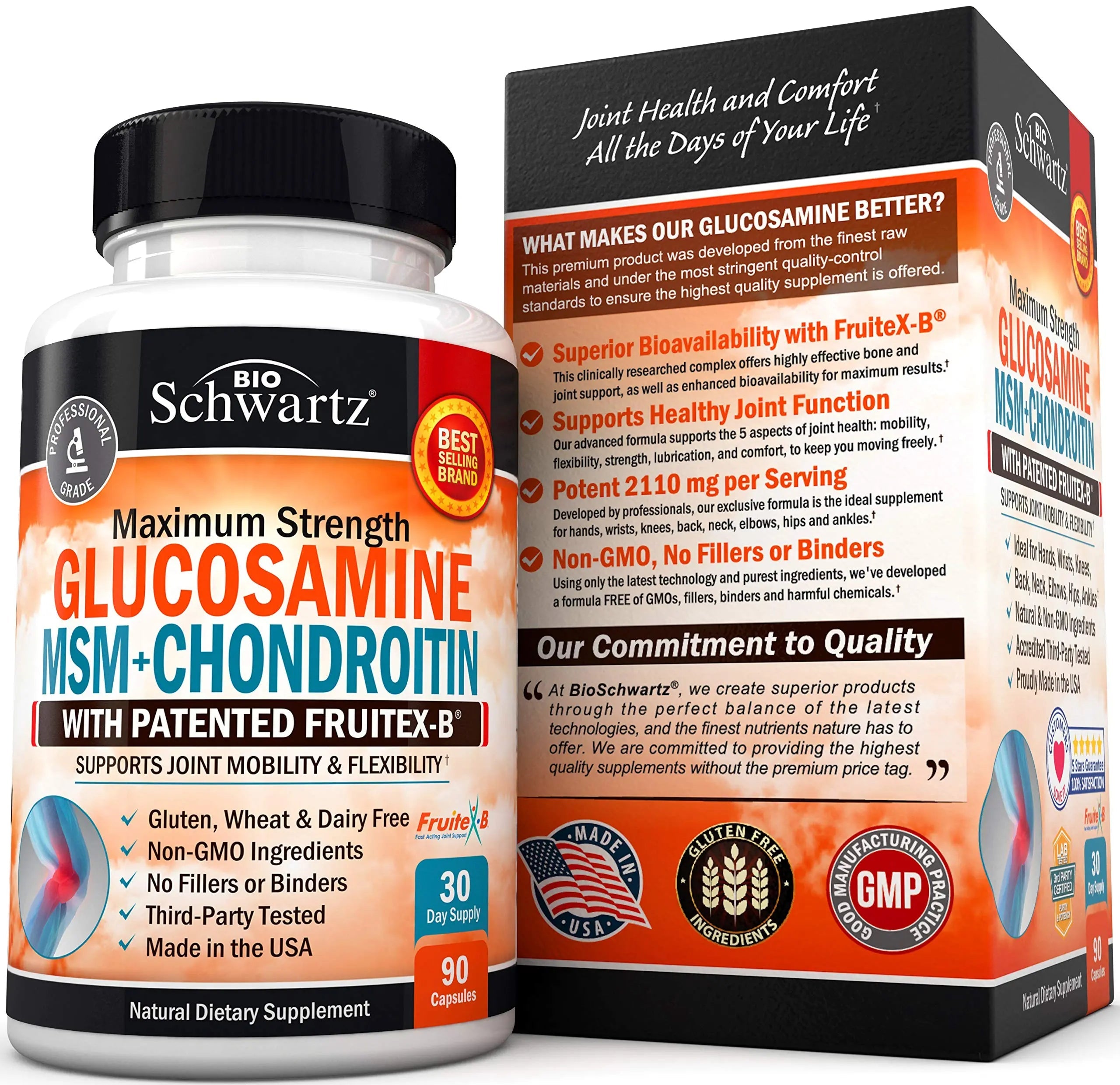Glucosamine Chondroitin MSM 2110mg - Joint Support Supplement with Turmeric BioSchwartz Au supplements