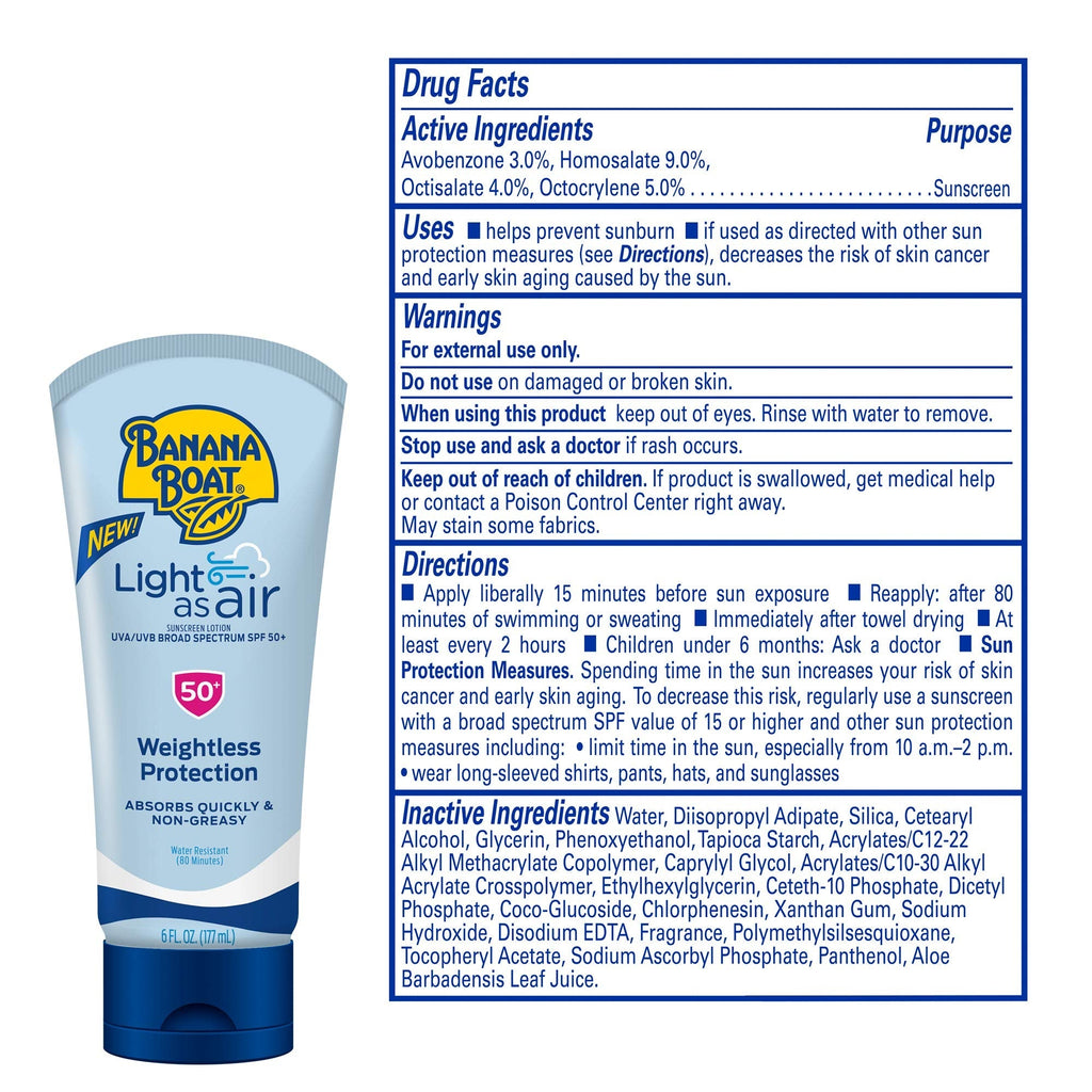 Banana Boat Light As Air Sunscreen Lotion SPF 50 Twin Pack | Lightweight & Non-Greasy Lotion Sunscreen SPF 50