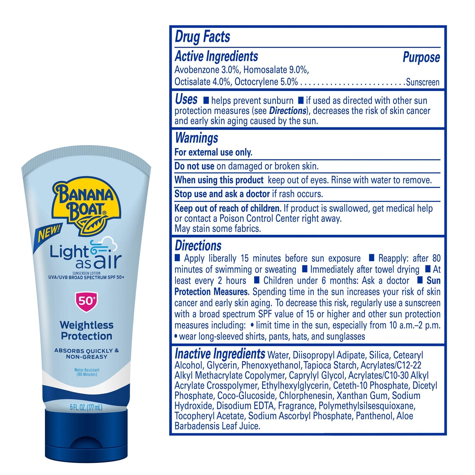 Banana Boat Light As Air Sunscreen Lotion SPF 50 Twin Pack | Lightweight & Non-Greasy Lotion Sunscreen SPF 50