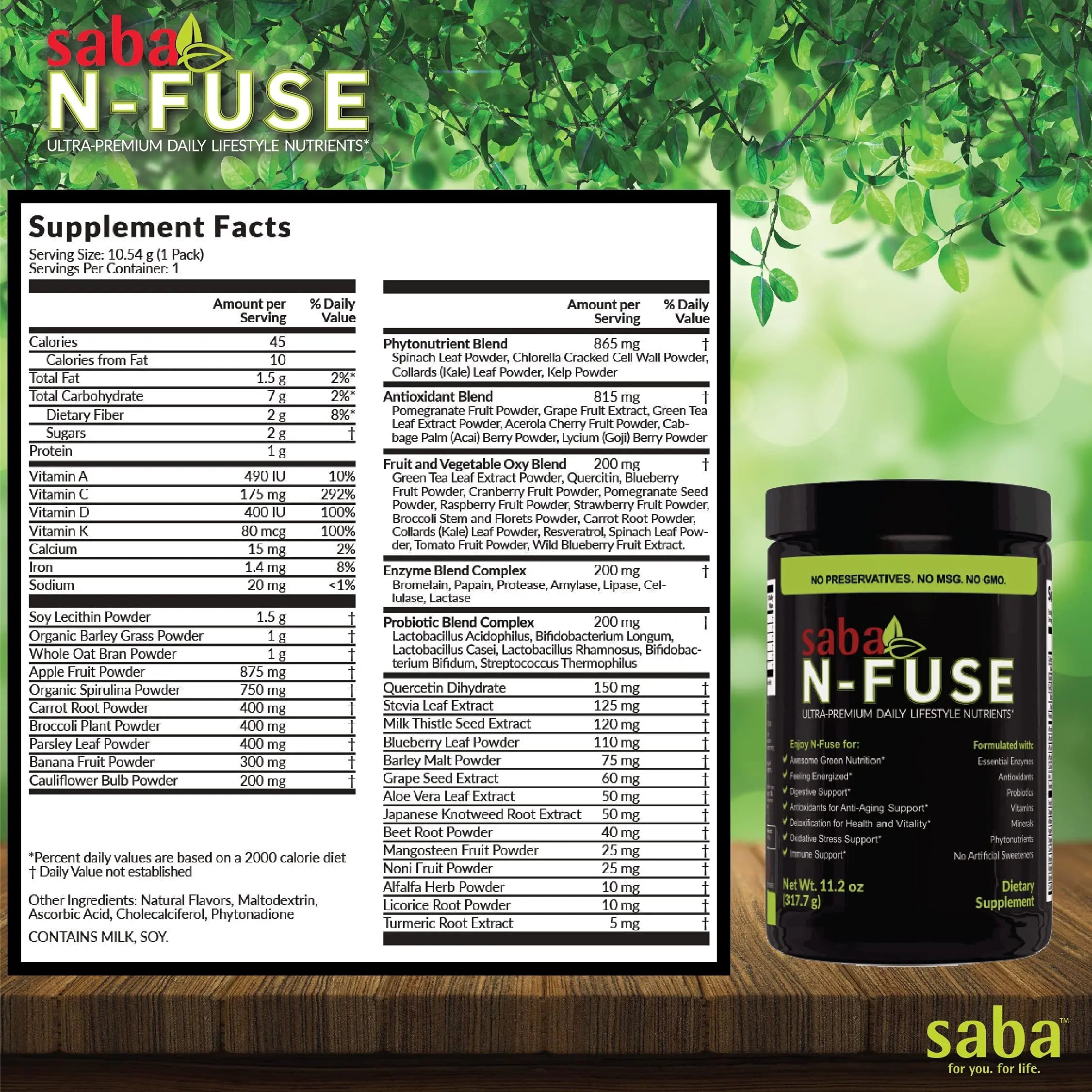 Saba N-Fuse-Whole Food Daily Nutrition,-Phytonutrients, Pre and Probiotics, Enzymes Saba Au supplements
