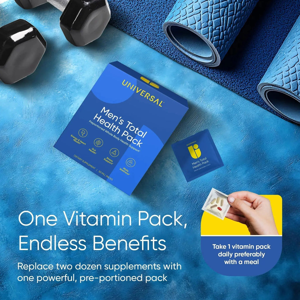 Men's Total Health Daily Vitamin Packs - 22 Essential Minerals & Vitamins for Men, All-in-One Multivitamin Supplement for Energy Universal U Au supplements