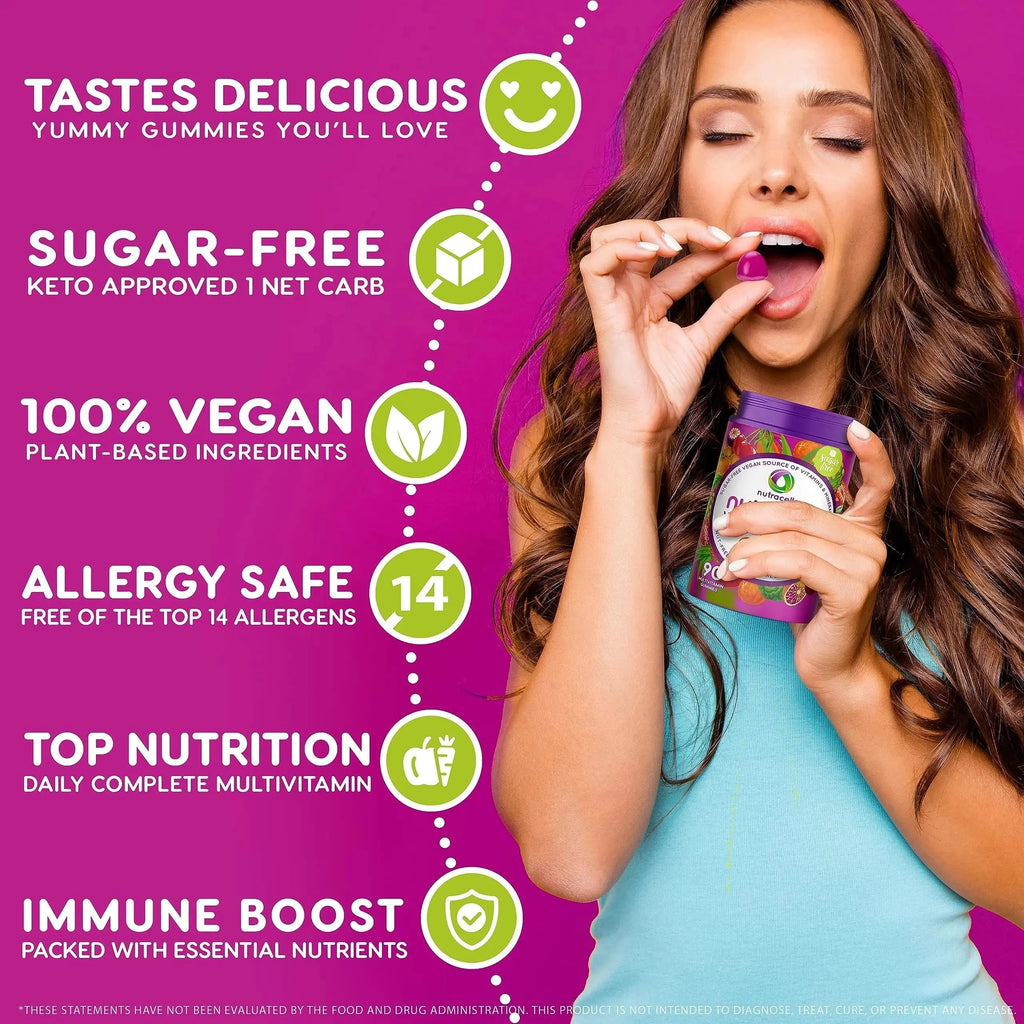 NUTRAMIN Daily Vegan Keto Multivitamin Gummies Non-GMO Natural Vitamin C, D + Zinc for Immunity, Plant-Based, Sugar-Free Nutracelle Au supplements