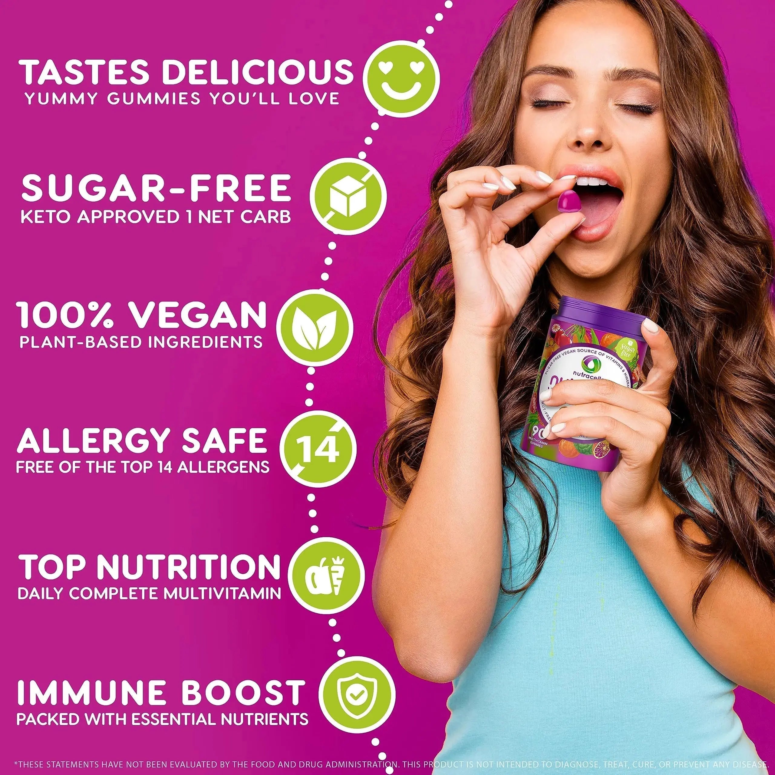 NUTRAMIN Daily Vegan Keto Multivitamin Gummies Non-GMO Natural Vitamin C, D + Zinc for Immunity, Plant-Based, Sugar-Free Nutracelle Au supplements