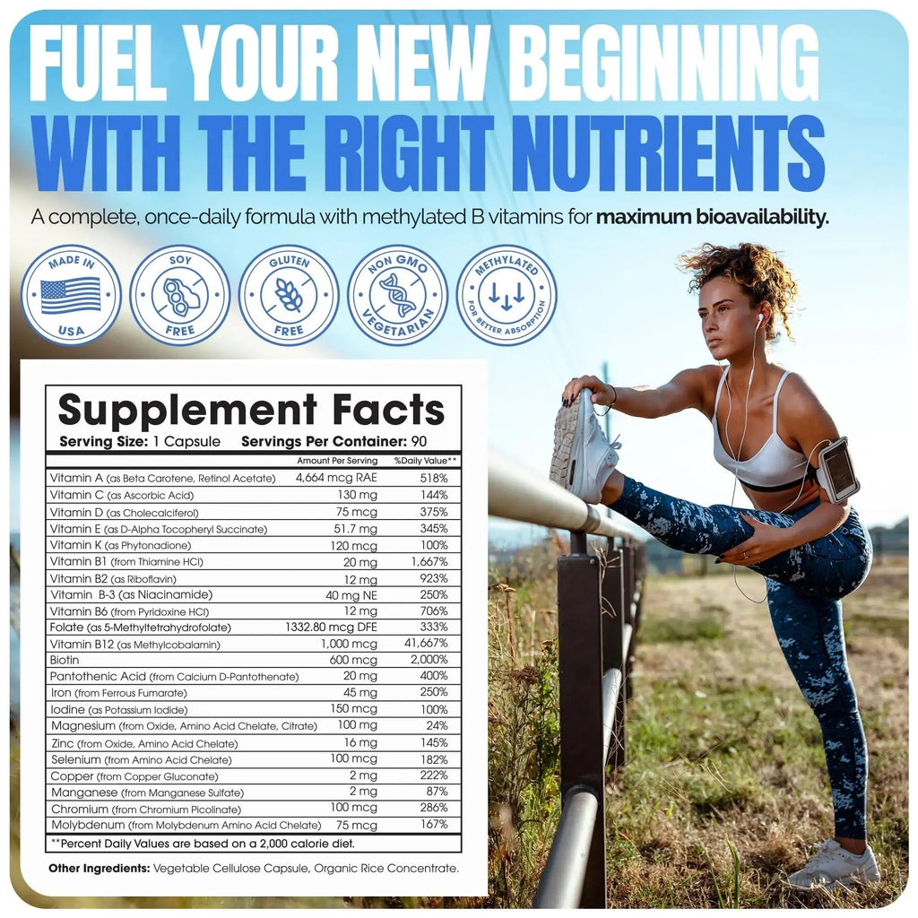 Shiny Leaf Methylated Bariatric Multivitamin with Iron 45mg – Once Daily Capsule, Made in USA, ASMBS Compliant Bariatric Vitamins Shiny Leaf Au supplements