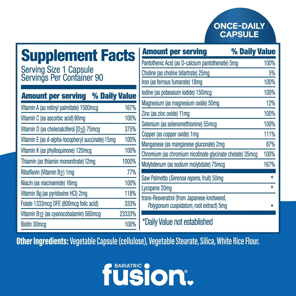 Bariatric Fusion One Per Day Bariatric Multivitamin with Iron for Men | with Prostate and Heart Support Vitamins* | Bariatric Fusion Au supplements