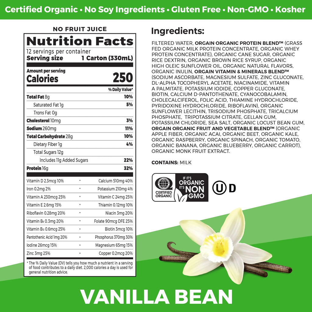 Orgain Organic Nutritional Protein Shake, Vanilla Bean - 16g Grass Fed Whey Protein Orgain Au supplements