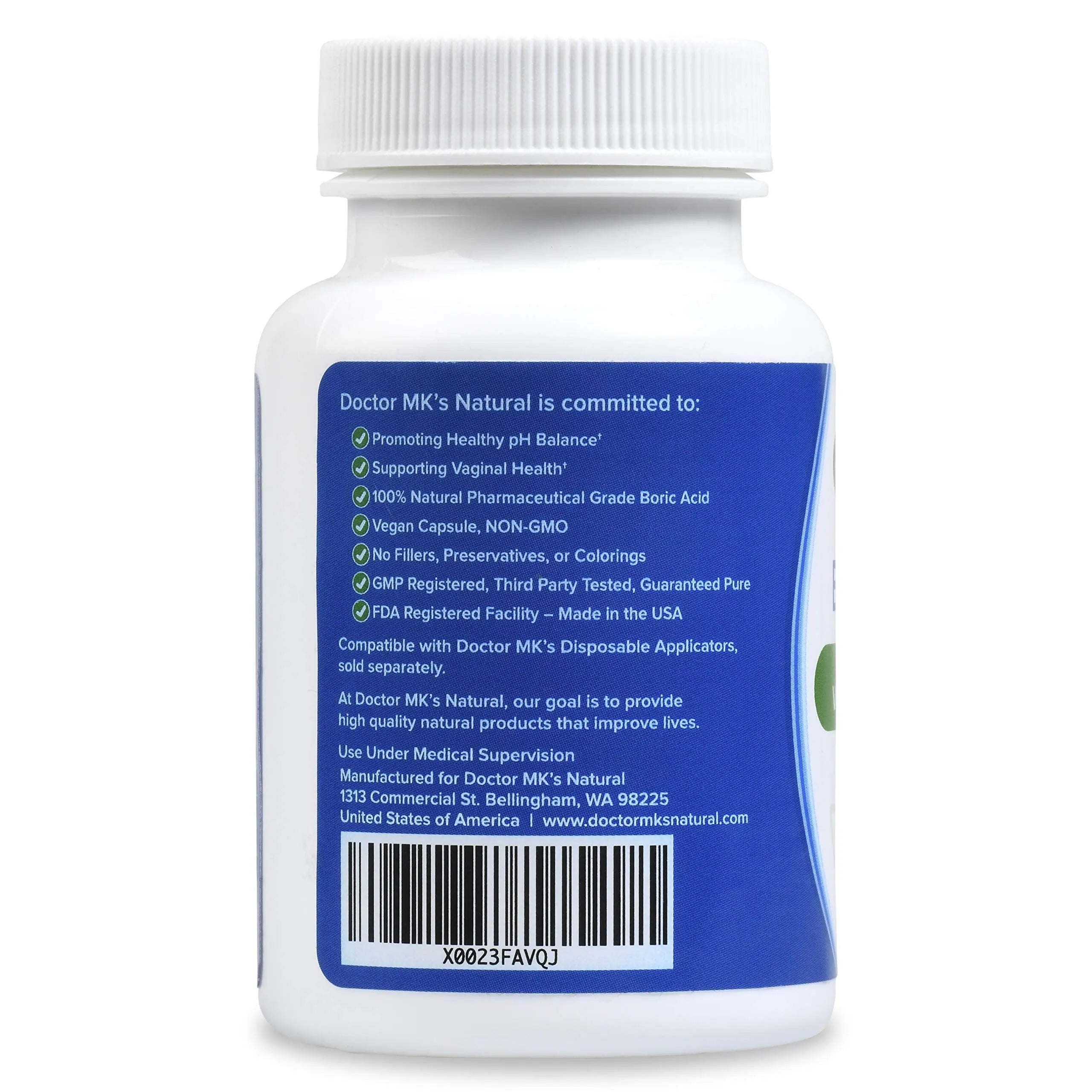 doctor MK's NATURAL Boric Acid Suppositories (600mg) for Healthy Feminine pH Support doctor MK's NATURAL Au supplements