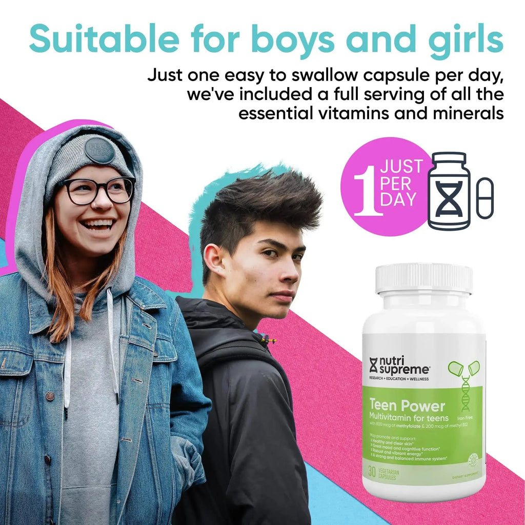 Nutri Supreme Teen Multivitamin for Boys and Girls 12-17, Best Kosher One Per Day Teen Vitamins, Formulated for Teen Development NUTRI-SUPREME RESEARCH Au supplements