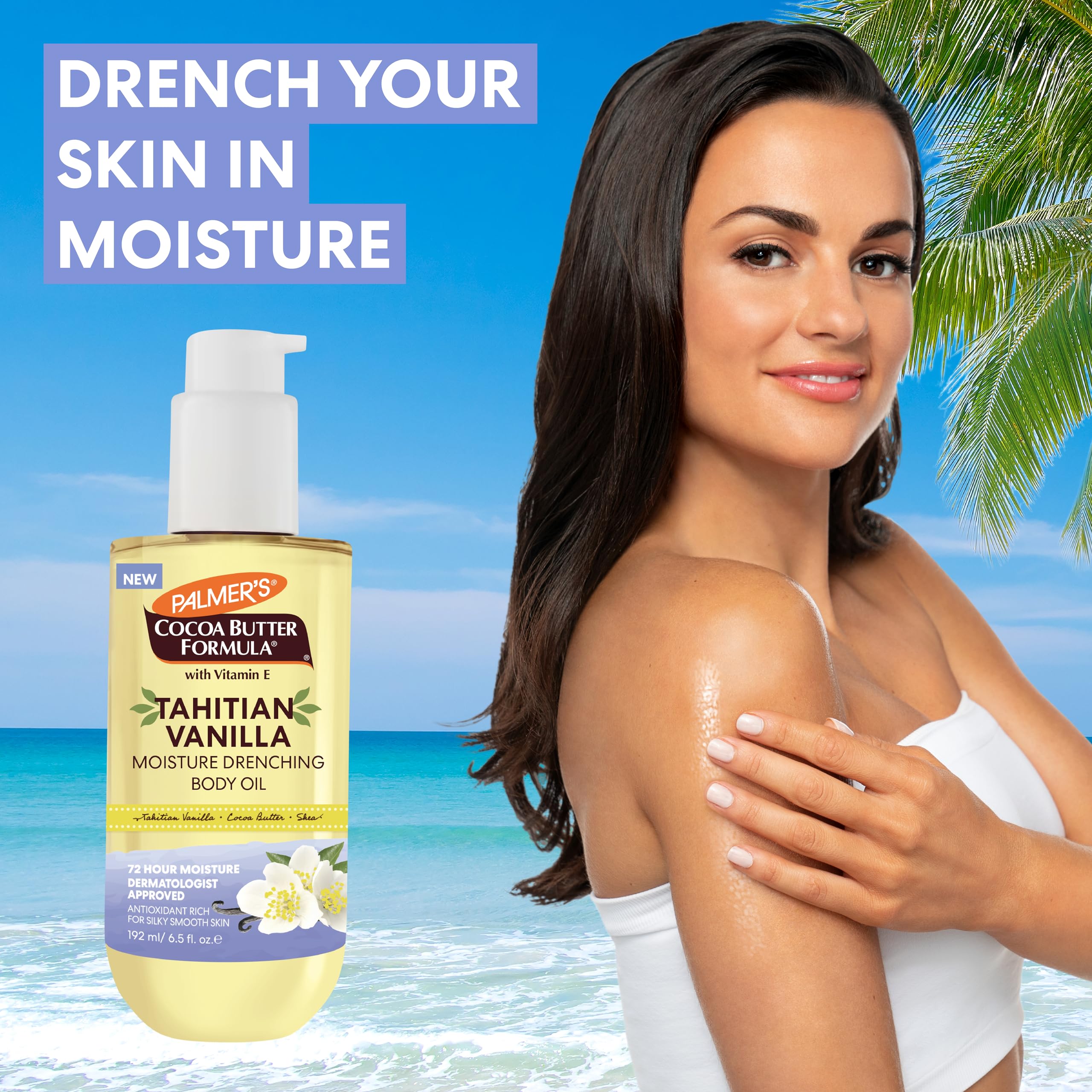 Palmer's Cocoa Butter Formula Body Oil, Moisture Drenching Tahitian Vanilla, 6.5 Oz, 72Hr Hydration with Shea Butter & Vitamin E for Softer Skin