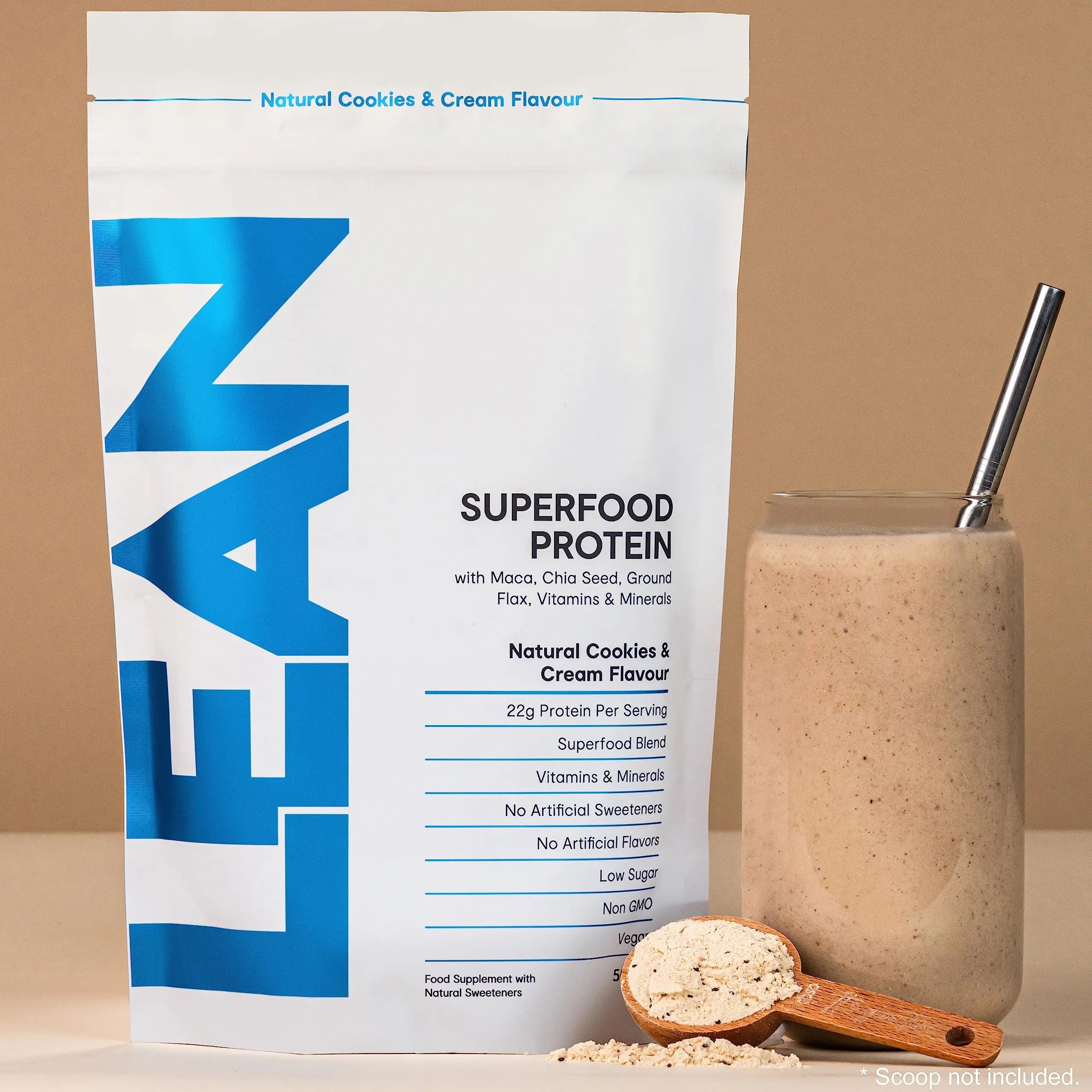LEAN with Lilly Superfood Protein Vegan Protein Plant Based Protein Cookies and Cream Flavour 500g Lean With Lilly Au supplements