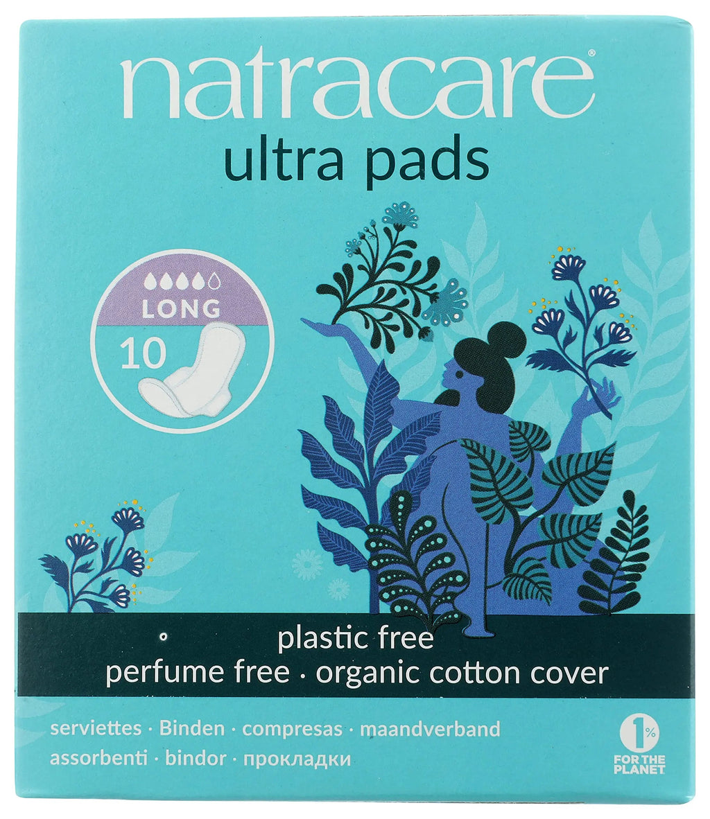 Natracare Slim Fitting Ultra Pads with Wings, Long, Made with Certified Organic Cotton NATRACARE Au supplements
