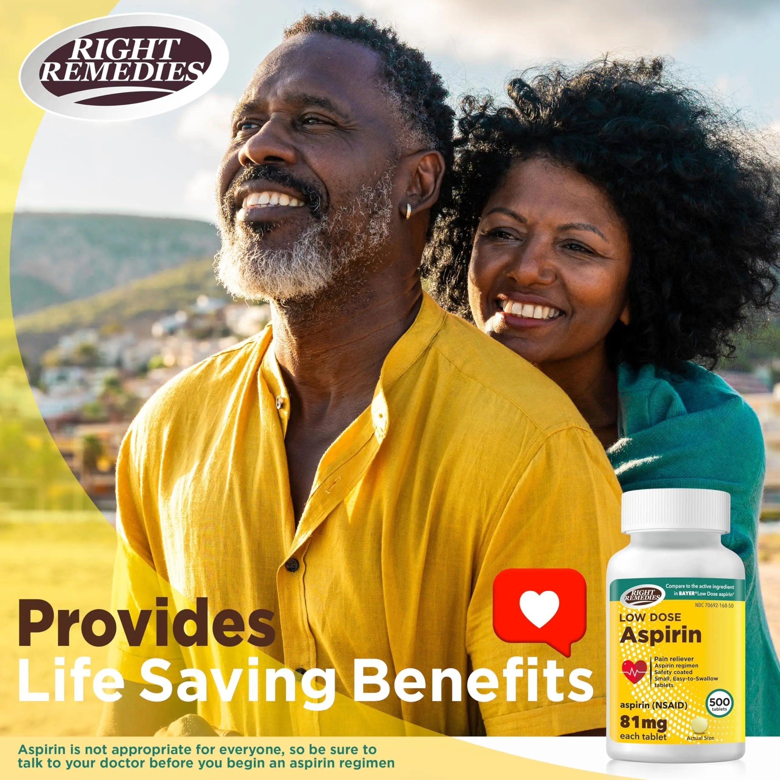 RIGHT REMEDIES Low Dose Aspirin 81mg, Enteric Coated Tablets, NSAID Pain Reliever & Fever Reducer for Adults, Compare to the Active Ingredient in Bayer® Low Dose Aspirin (500ct) RIGHT REMEDIES Au supplements