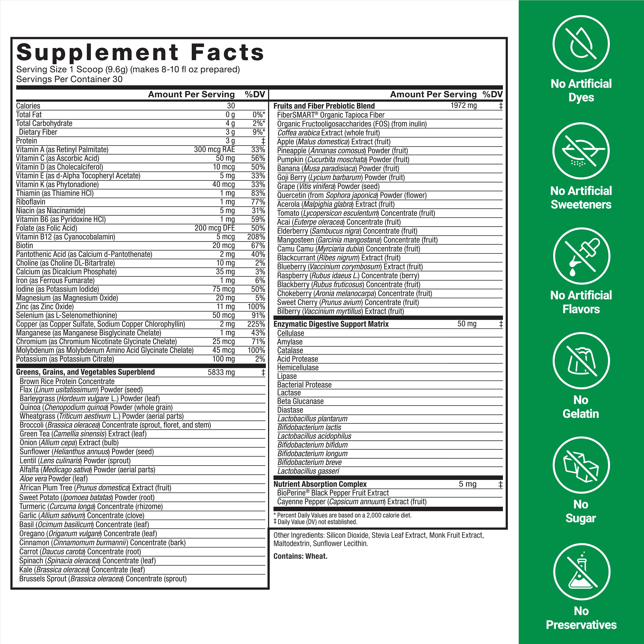 Force Factor Smarter Greens Daily Wellness Powder, Greens Superfood Powder to Support Gut Health, Bloating, & Digestion, with 40+ Superfoods