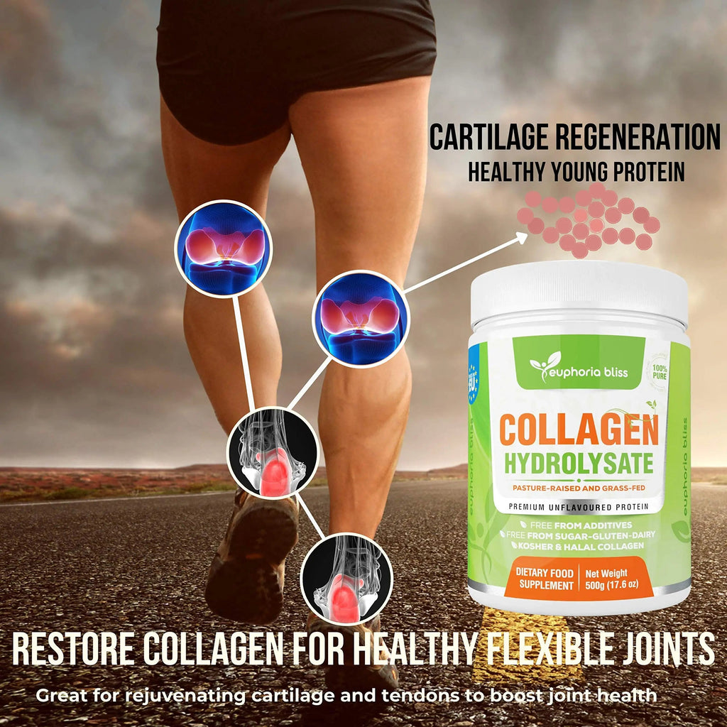 Premium Collagen Powder 500g Unflavoured High Grade Hydrolysed Collagen Joints, Bones, Gut, Wrinkles, Hair, Skin, Nails, Pain, Injury, Sleep, Fitness, Keto Euphoria Bliss Au supplements