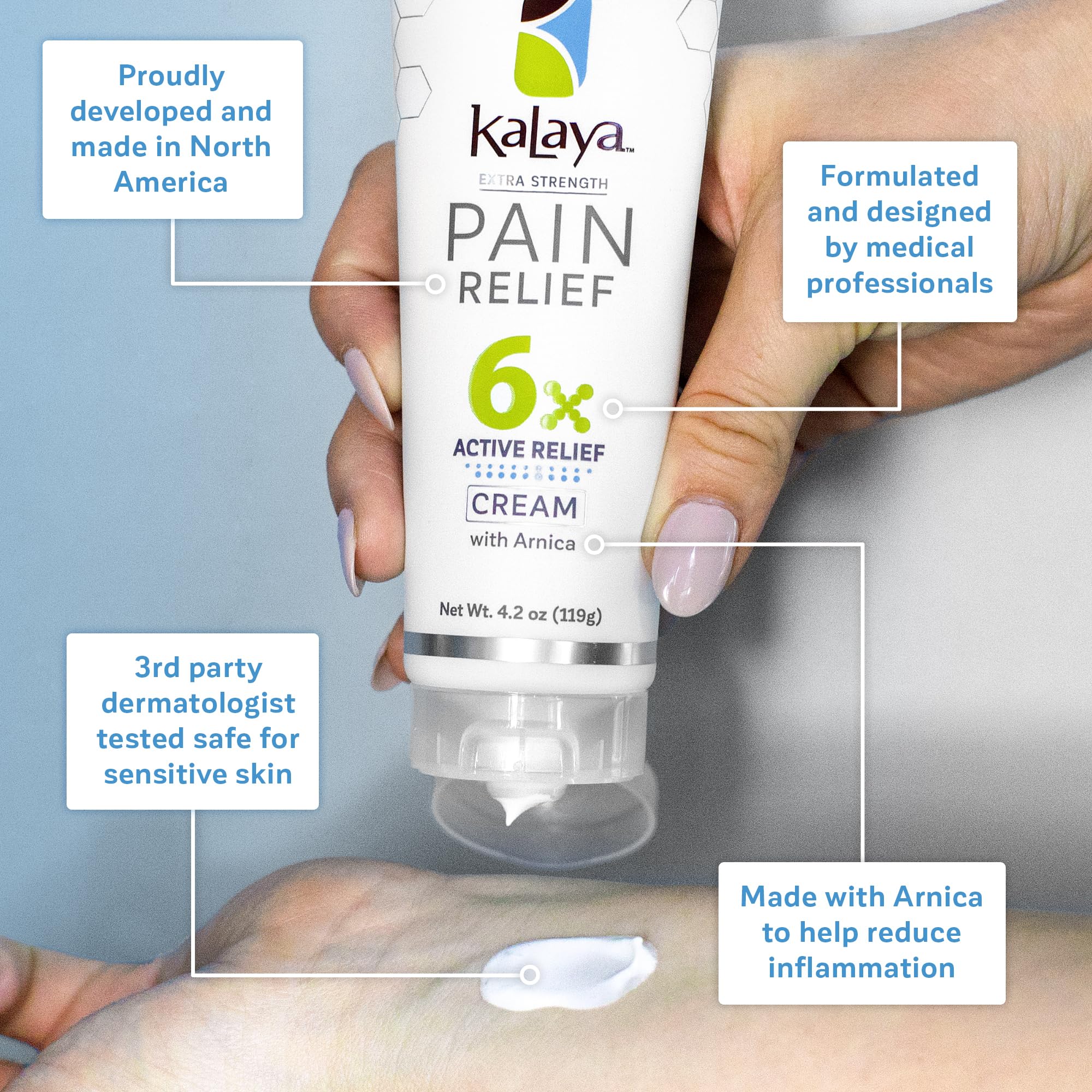 Kalaya Pain Relief Cream with Arnica for Muscles and Joints – 6 Natural Active Ingredients with Long Lasting and Fast Acting Relief in 3 Minutes - Dermatologist Tested to Soothe Tension - 4.2 oz Kalaya Naturals Au supplements