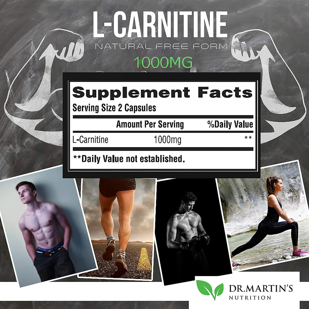 DR. MARTIN'S NUTRITION Extra Strength L-Carnitine - 200 Capsules - 1000mg Per Serving - Boost Your Metabolism and Increase Performance DR. MARTIN'S NUTRITION Au supplements