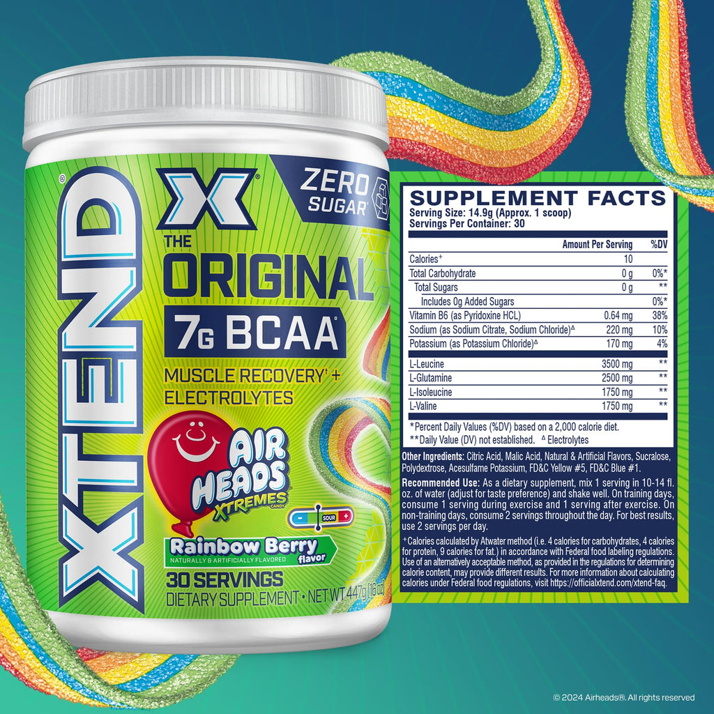 Xtend Original BCAA Powder, 7g BCAAs and 2.5g L-Glutamine for Muscle Recovery, Hydration, and Lean Muscle, Sugar Free Intra and Post Workout Drink,