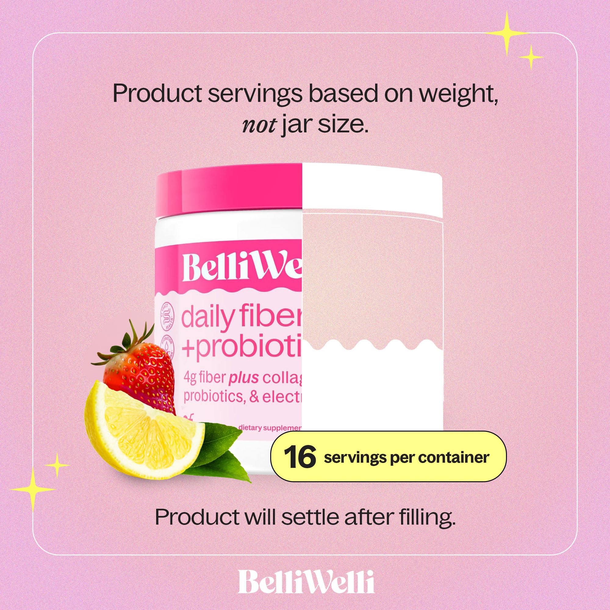 BelliWelli Fiber Supplement for Women & Men Premium Daily Fiber Powder from Organic Acacia with Added Collagen Electrolytes & Probiotics No Bloat Constipation