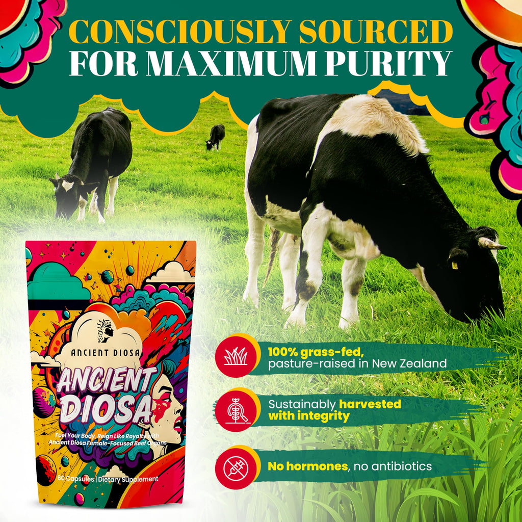 ANCIENT DIOSA Grass Fed Beef Liver Capsules - Female-Focused Organ Supplement with Liver, Heart, Ovary & Uterus - Supports Hormone Balance & Vitality, Whole Body Wellness - 60 Capsules ANCIENT DIOSA Au supplements