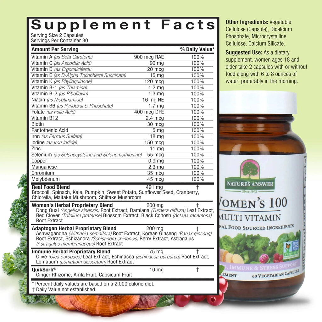 Nature's Answer Women's 100, Multivitamin, 60 Vegetarian Capsules Nature's Answer Au supplements
