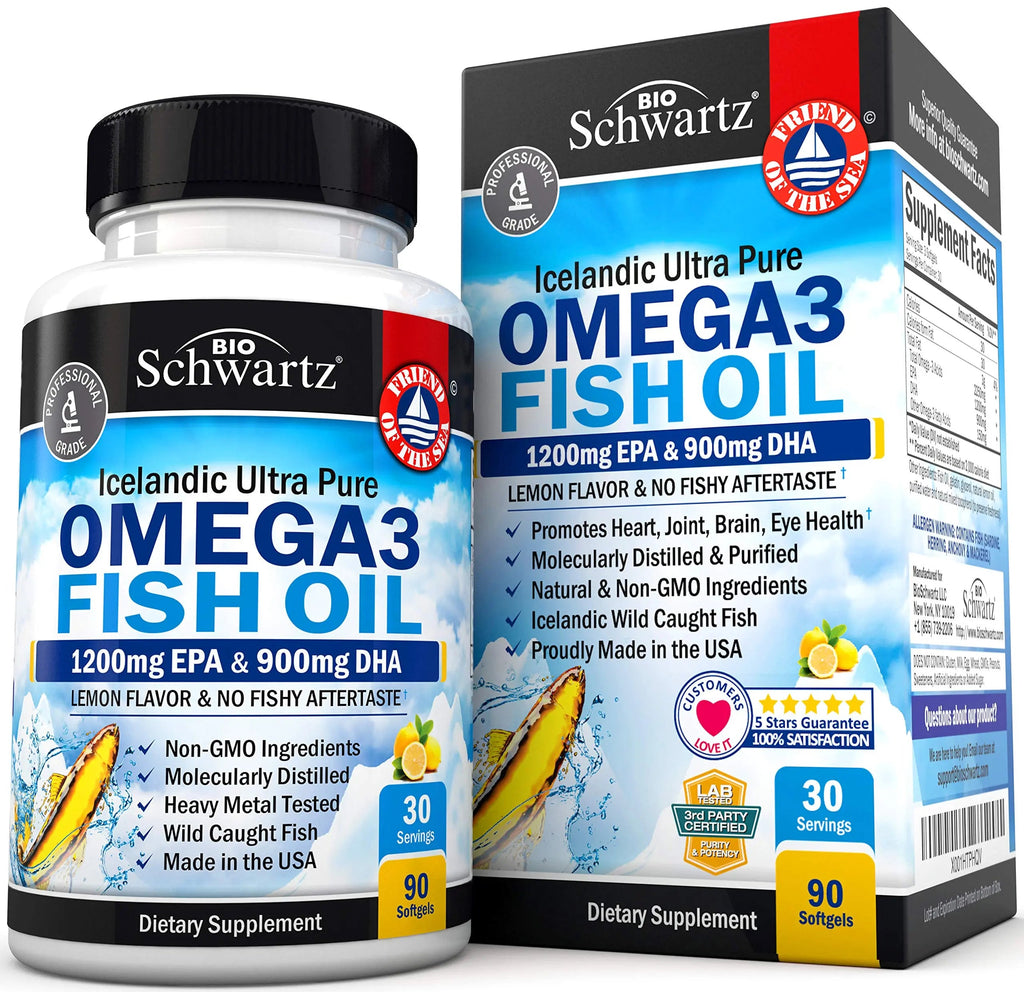 Omega 3 Fish Oil Supplement - 1200mg EPA and 900mg DHA Fatty Acid Per Serving BioSchwartz Au supplements
