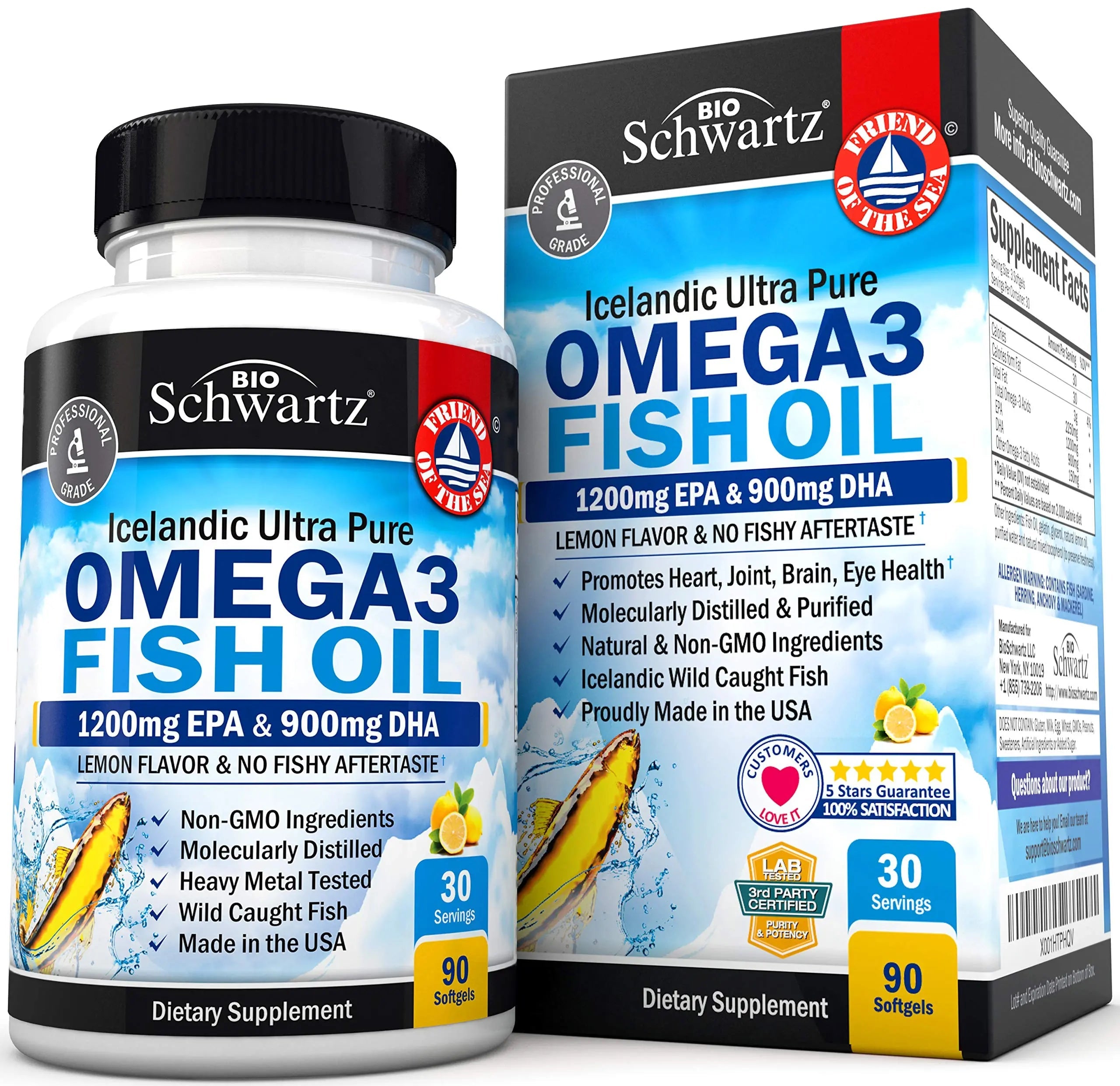 Omega 3 Fish Oil Supplement - 1200mg EPA and 900mg DHA Fatty Acid Per Serving BioSchwartz Au supplements