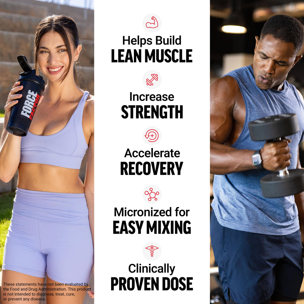 Force Factor Creatine Monohydrate Powder, 5g Micronized Dose to Support Muscle Growth, Strength, Recovery, Cognitive Health & Memory