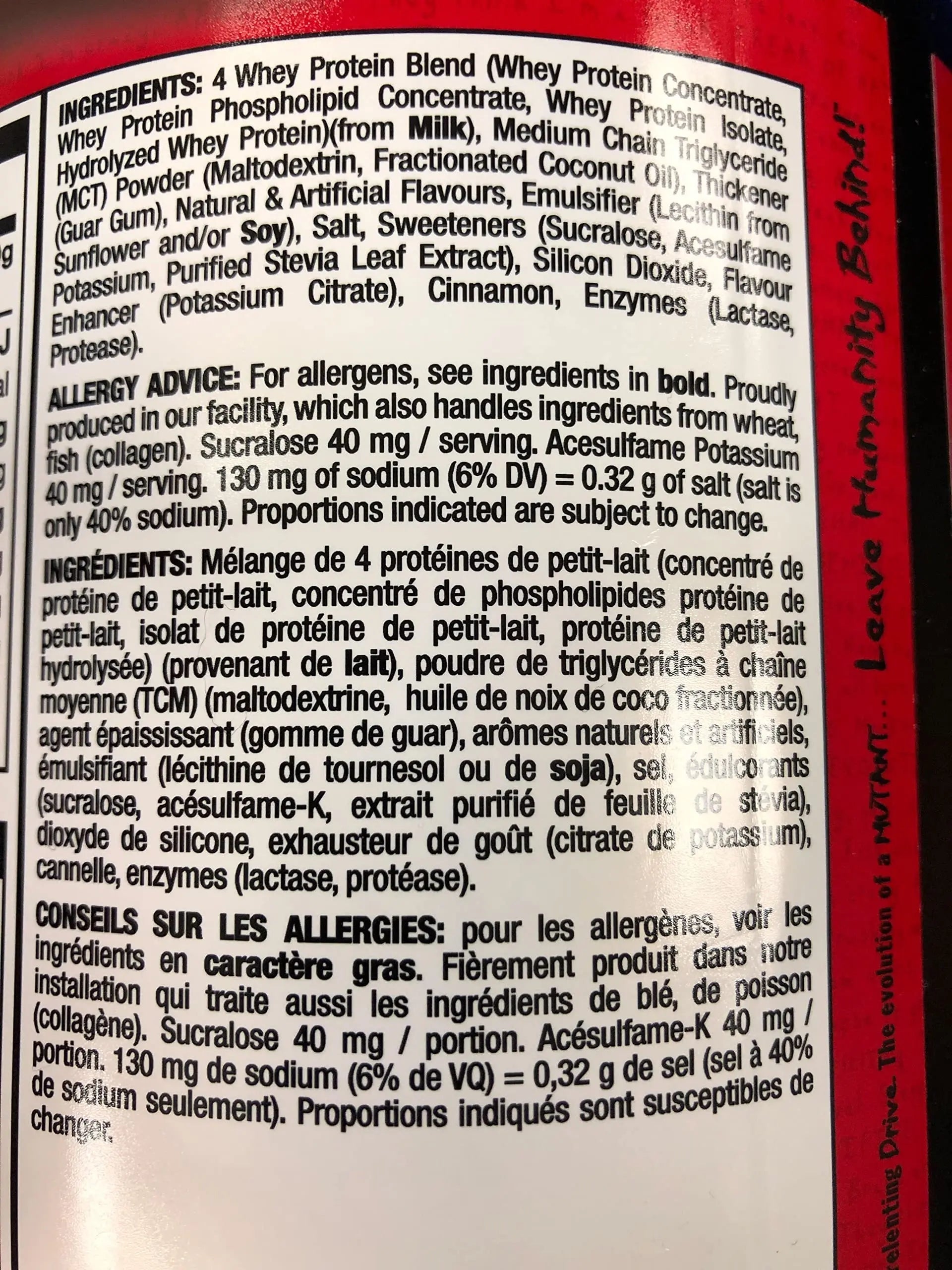 Mutant Whey – 100% Whey Protein Powder, Gourmet Taste, 22g of Protein, 10.4 g EAAs, 5 g BCAAs Mutant Au supplements